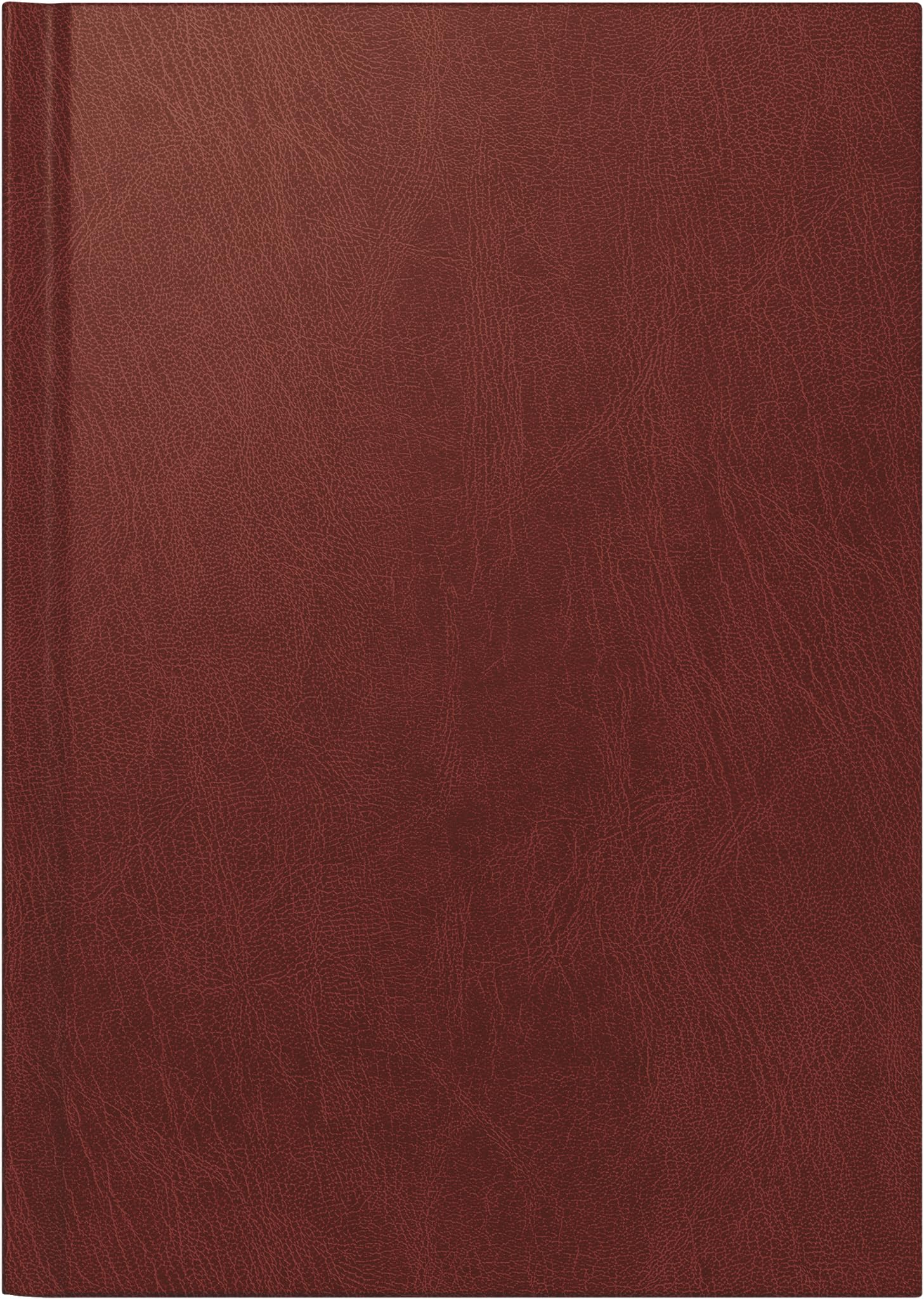 BRUNNEN Book Calendar Model 795 (2025), 1 Page = 1 Day, A5, 352 Pages, Miradur Cover, Wine Red