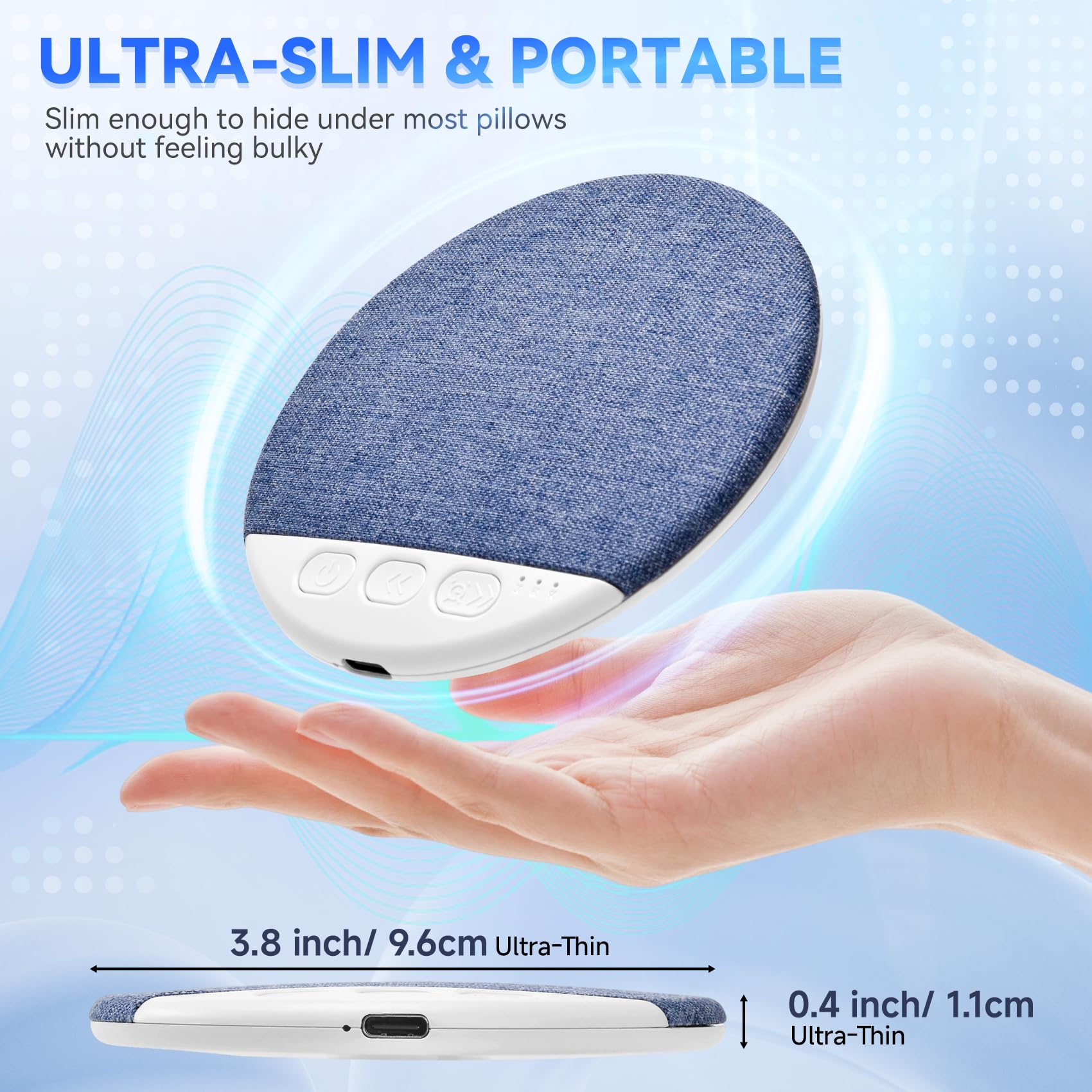 DAOUZL Altavoz de Almohada Bluetooth, Ayuda Inalámbrica para Dormir con Ruido Blanco y Temporizador, Conducciones óseas Debajo de la Almohada para Dormitorio, Hotel — view 2