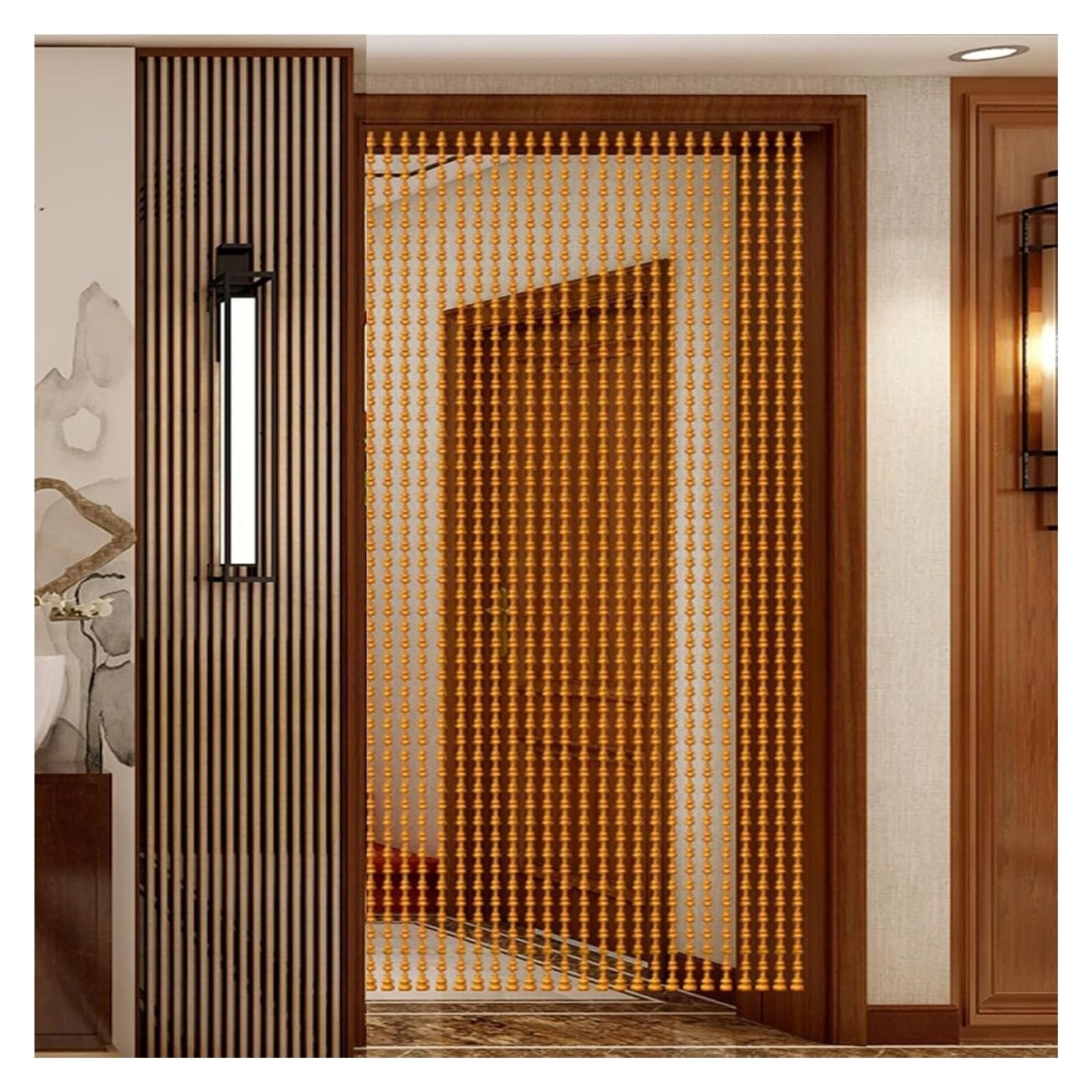 EGwvdgmb Bamboo Beaded Door Curtain, Decorative Wooden Bead Screen Curtain 21 Strands 70x81-198cm Handmade