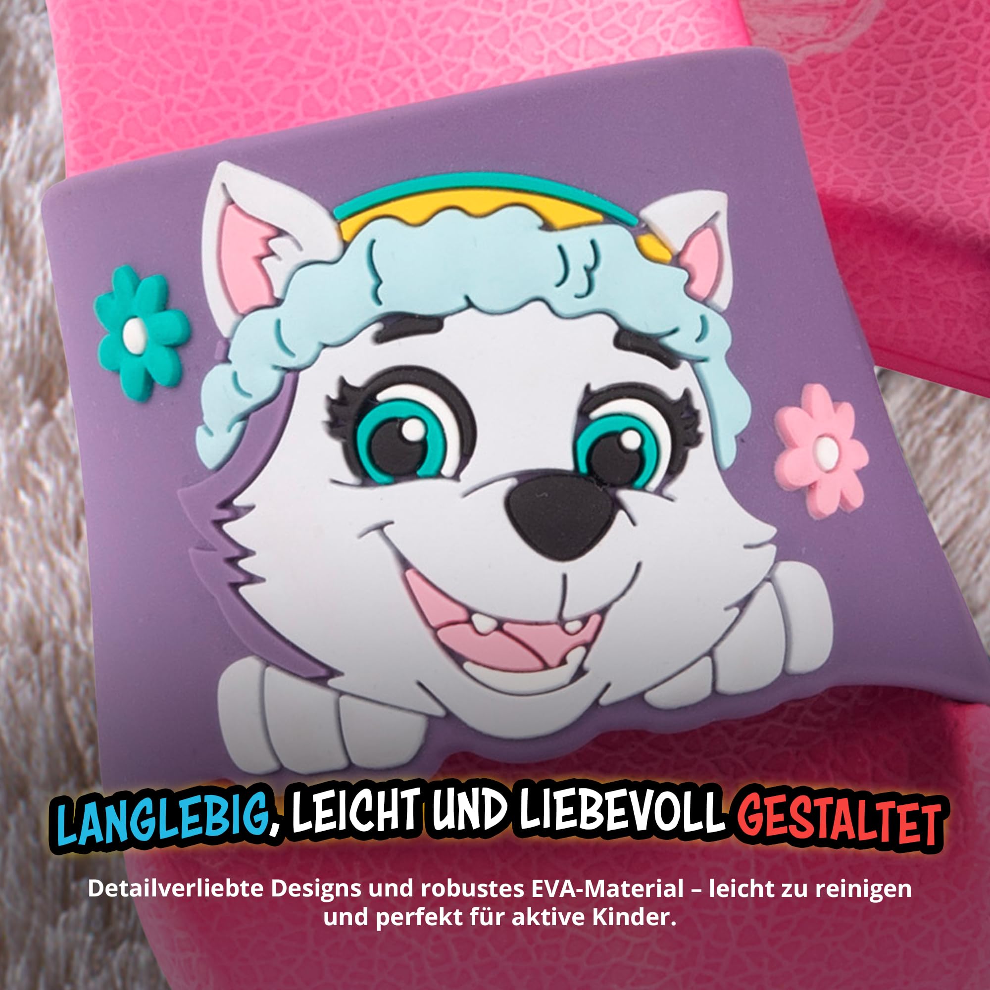 United Labels Paw Patrol Badelatschen für Mädchen, Pink, Kinder Badeschlappen rutschfest, Schlappen mit Skye und Everest, Badesandalen