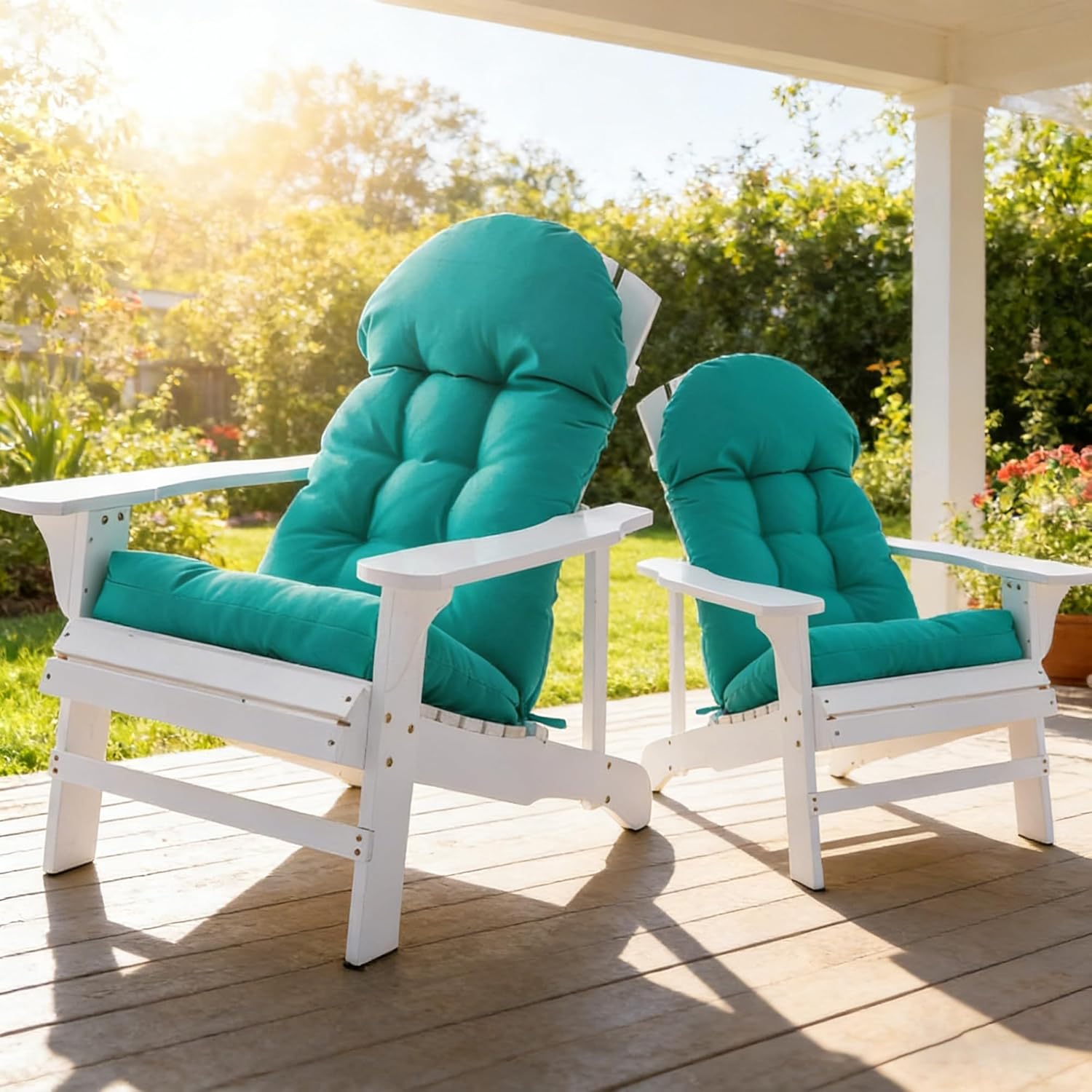 Enipate Weather Resistant Adirondack Chair Cushions High Back Indoor Outdoor Patio Tufted Lounge Cushion Seat Pads