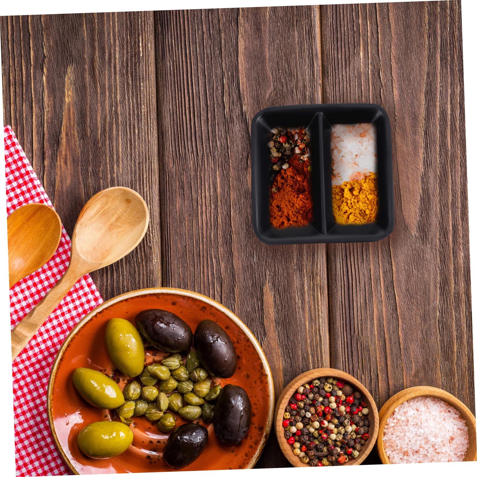 HOLIDYOYO 4pcs Seasoning Dish Dipping Sauce Bowl Condiment Dish Food Trays Soy Sauce Bowl Flatware Tray Cutlery Tray Sauce Dipping Bowls Sauce Container Condiment Tray Black Melamine