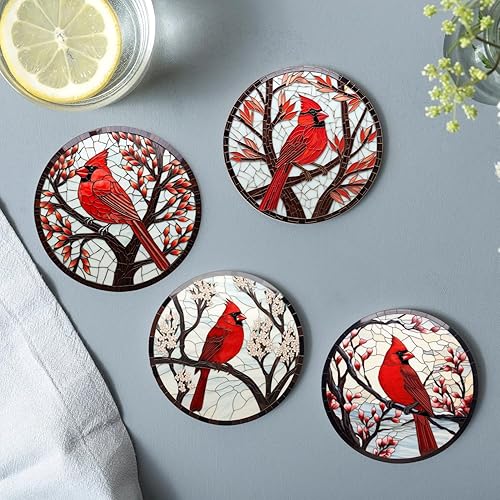 Miniatura 5 de 4 posavasos de cerámica absorbentes con base de corcho, copas de vino, tazas de café, tazas de café, tapete para decoración de Navidad (1)