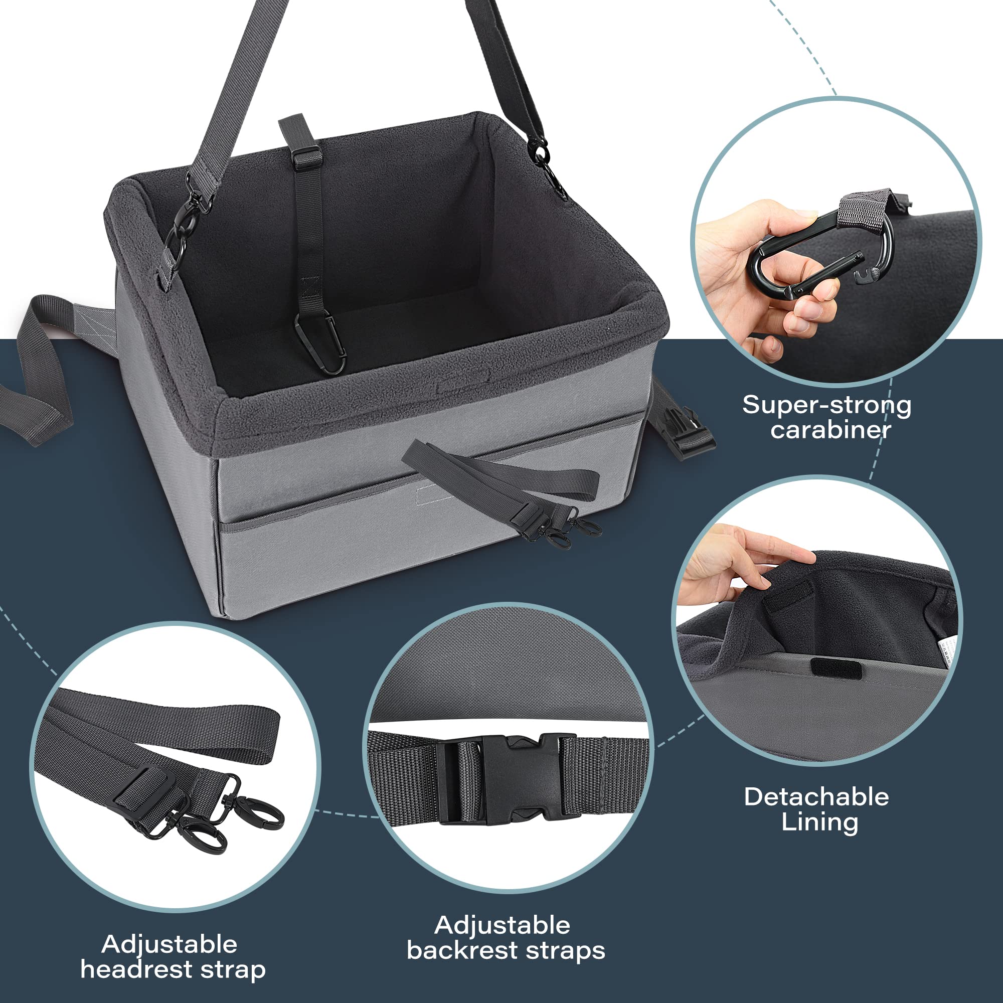 ELANTRIP Dog Booster Seat with Upgrade Metal Frame Construction, Pet Cat Car Booster Seat with Clip-On Safety Leash and Dog Blanket for Small Dogs, Puppies, and Pets