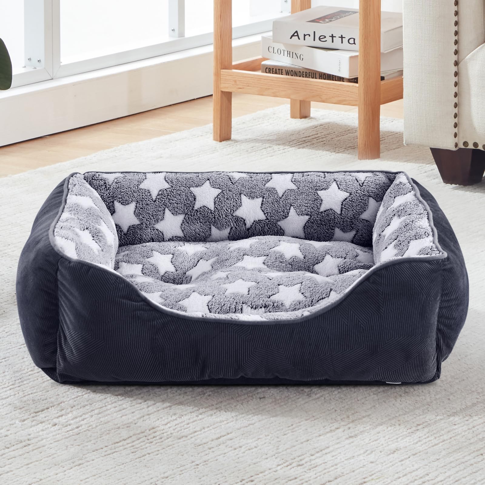 FURTIME Cuccia Cane Letto per Cani Cuscino Lavabile e Antiscivolo Lettino Morbido Divano per Cani Cuccia Cane Interno Taglia Piccola Brandina per Gatto S(51x48x18cm) Nero