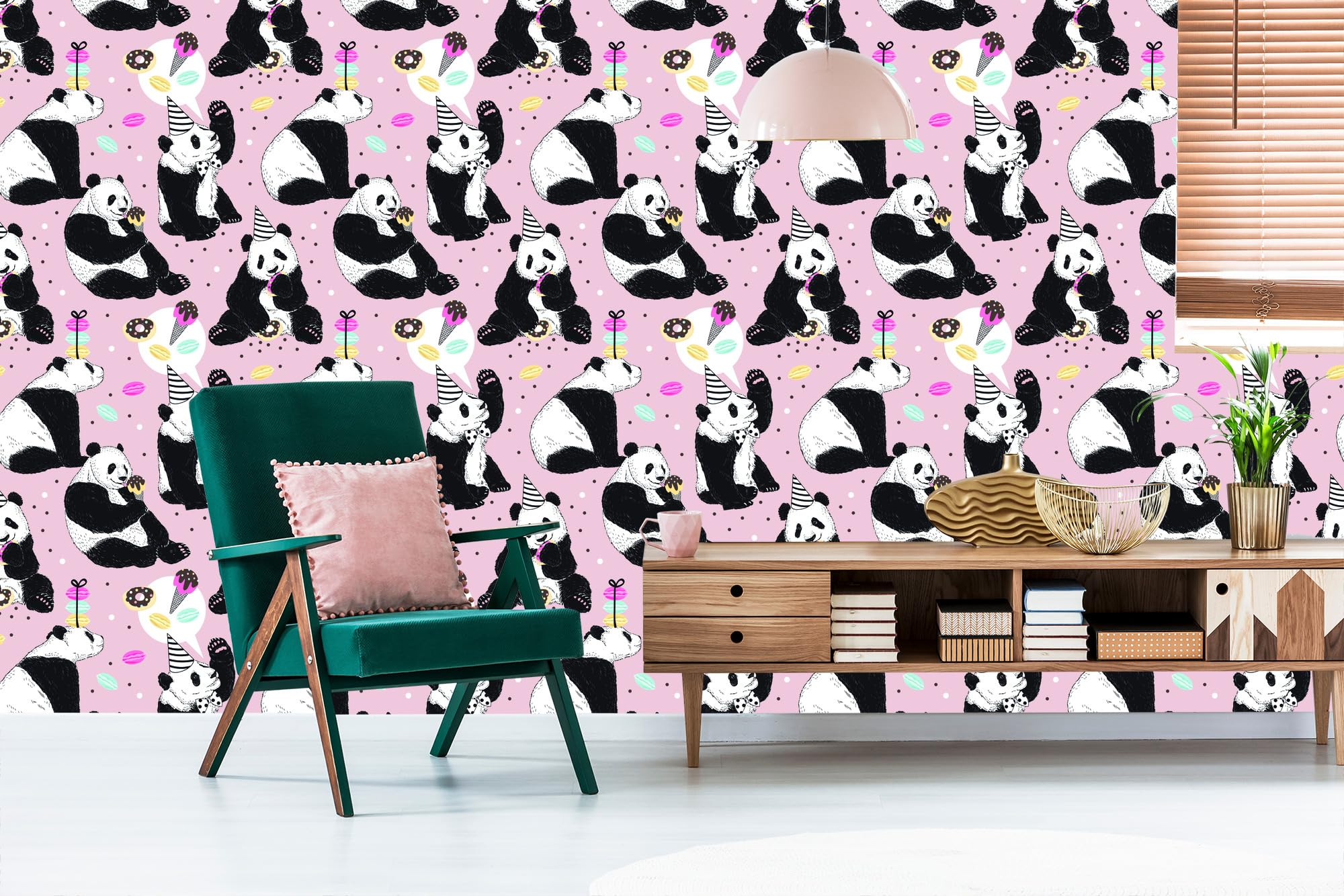 Vliestapete Panda und Süßigkeiten 50 x 1000 cm