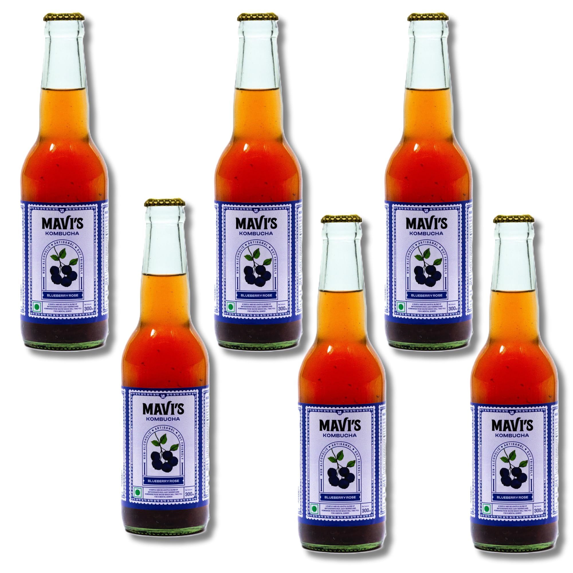 MAVIs Blueberry & Rose Kombucha | Pack of 6 | 300 ml each | Real Blueberries & Pure Rose Water | Raw & Alive | Gut Friendly | 100% Natural & No Preservatives | No Artificial Flavour or Colour (B0BHP471TQ) Amazon Price History, Amazon Price Tracker