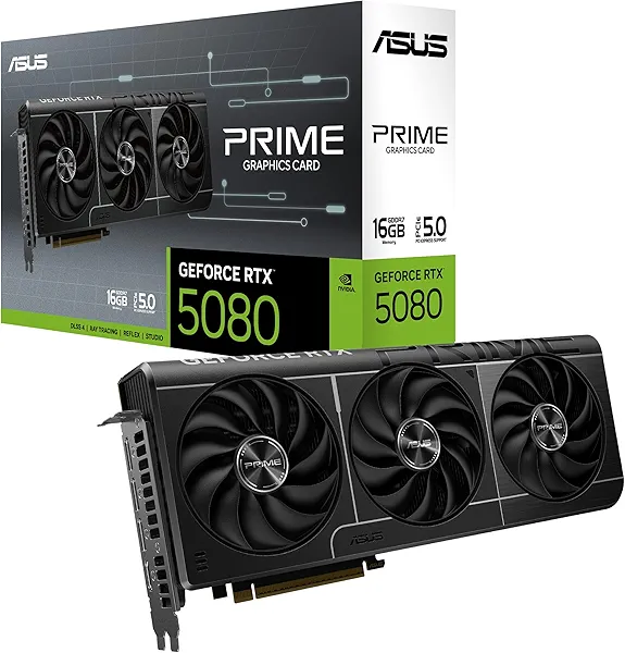 ASUS NVIDIA GeForce RTX 5080 Graphic Card - 16 GB GDDR7-7680 x 4320-2.62 GHz Boost Clock - 256 bit Bus Width - PCI Express 5.0 - DisplayPort - 3 x DisplayPort - HDMI