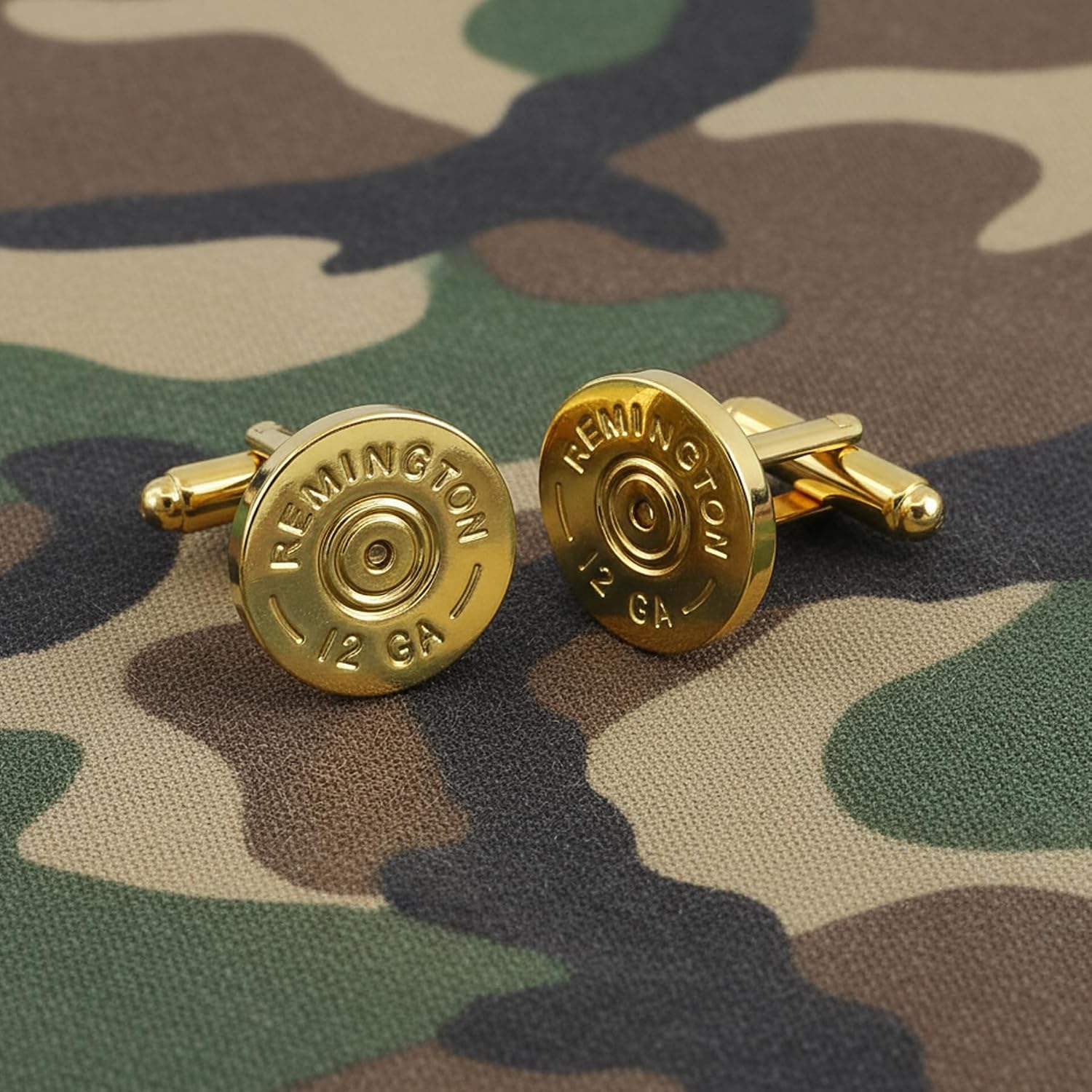 Remington 12 Gauge Shotgun Shell Cuff Link Pair - [Gold][5/8'' Diameter]