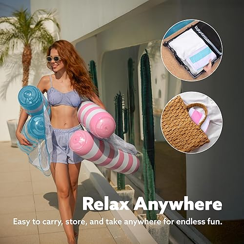 Miniatura 5 de SLOOSH 2 Packs Hammock Pool Floats Adults, 4-in-1 Multi-Purpose Inflatable Pool Floats PVC Water Hammock Lounge Floaties