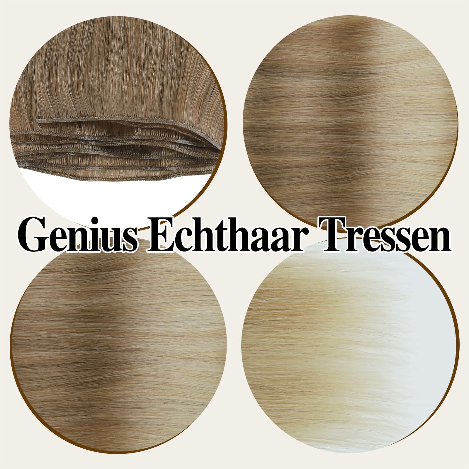 ABH AMAZINGBEAUTY HAIR Echthaar Tressen Balayage 40cm Braun Blond 50g | Remy Echthaar Genius Weft, Tressen Einnähen, Balayage Braun Blond Highlighted, Haarverlängerung Sew in Extensions