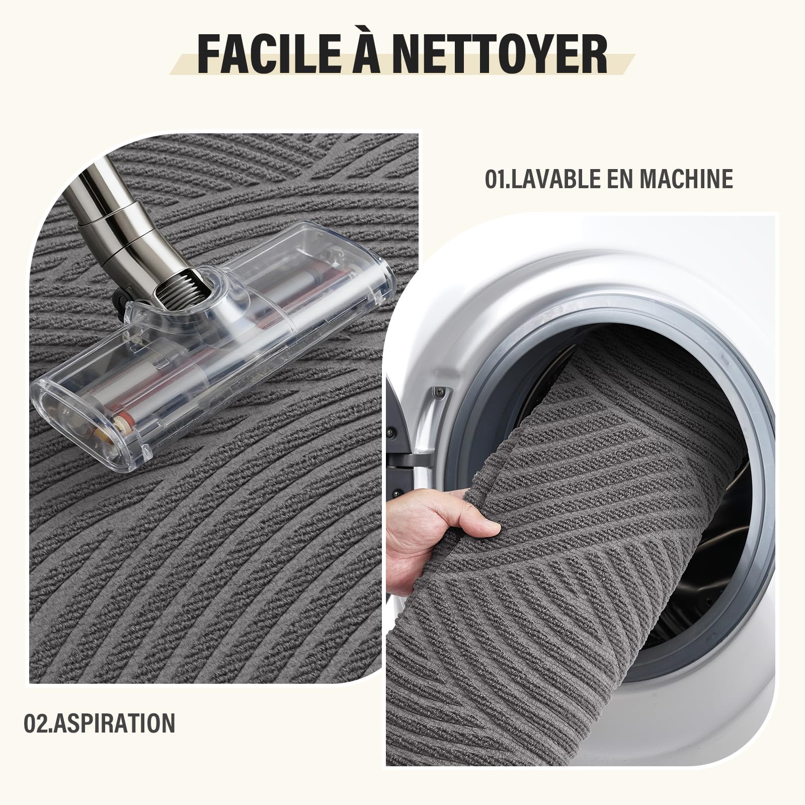 Tapis Entree Interieur Extérieur, Attrape-Poussière, 80x120cm-Gris