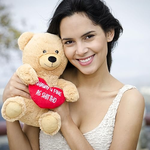 Miniatura 2 de Oso de peluche gracioso Hollabears con texto en inglés "Shawty u fine as shit tho teddy bear", para el día de San Valentín regalo para novia, novio