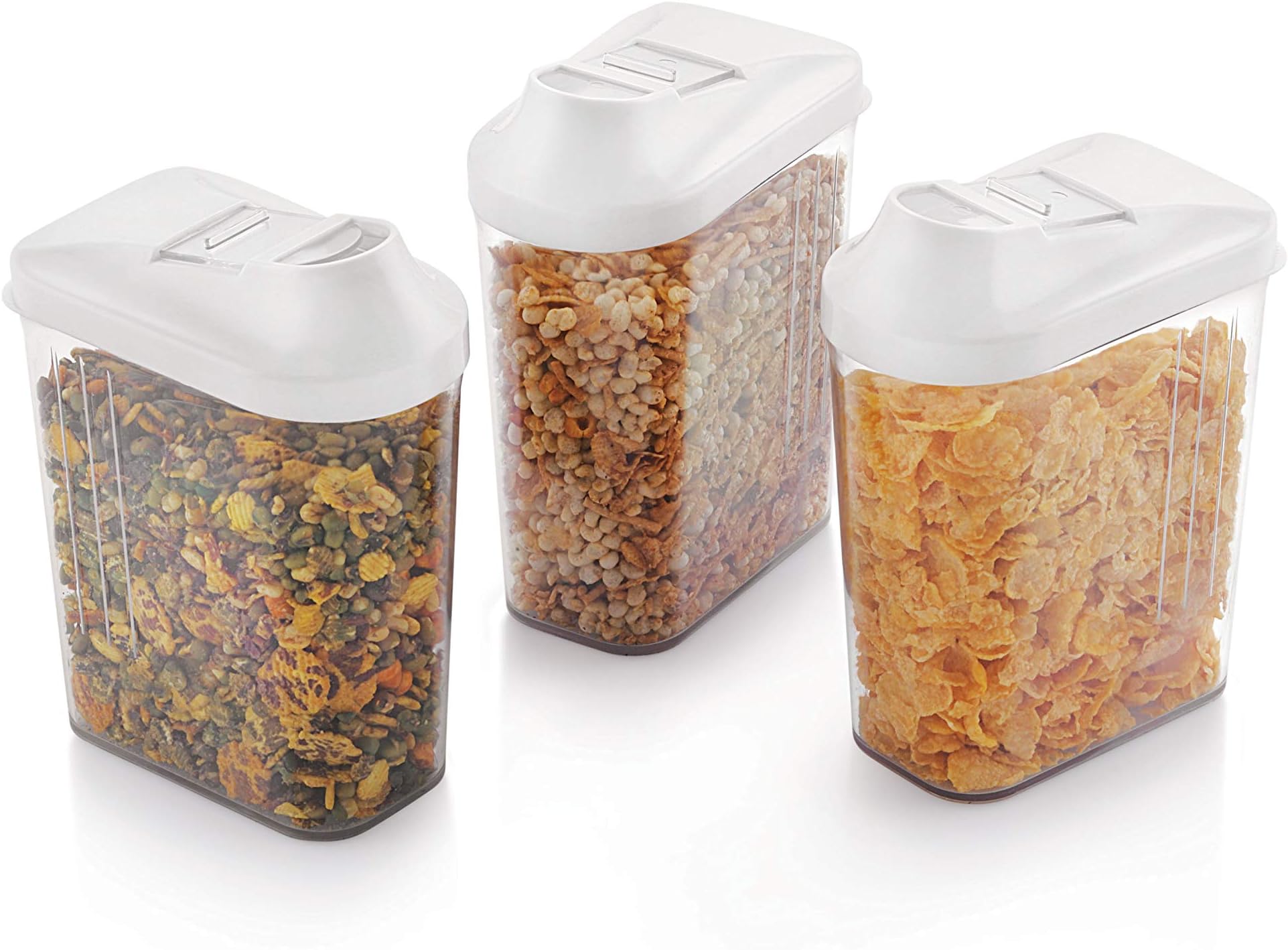 Steelo Skippar Plastic Kitchen Storage Container Set Kitchen Organiser Air Tight Container Set Fridge safe US FDA Approved PET Food Grade Heavy Duty Material, BPA Free (White, 500 ML, Pack of 3)