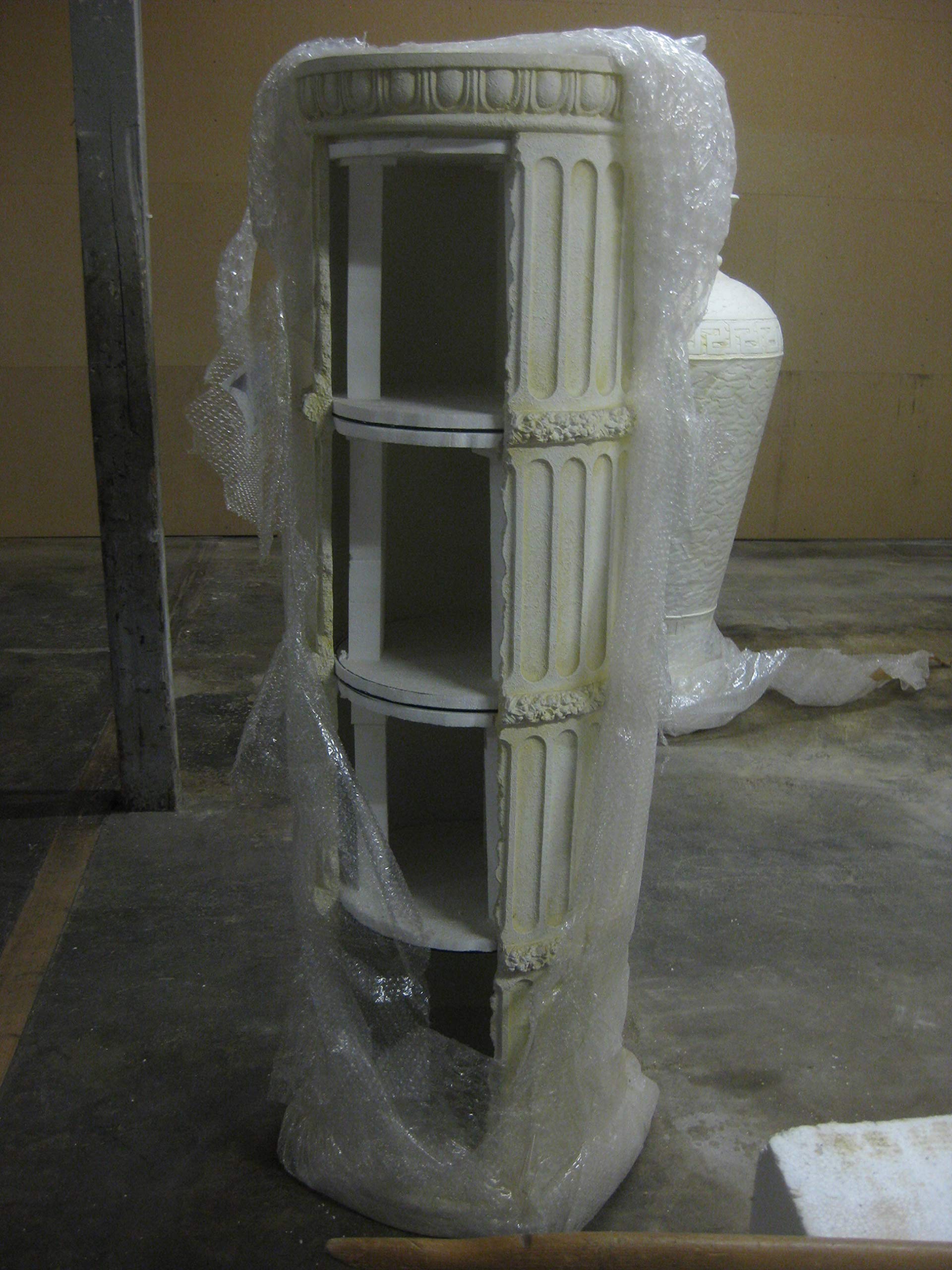 Vetrina A Colonna Greca Con 3 Ripiani In Vetro E Luci - Bianco Crema, 60x60x187 Cm