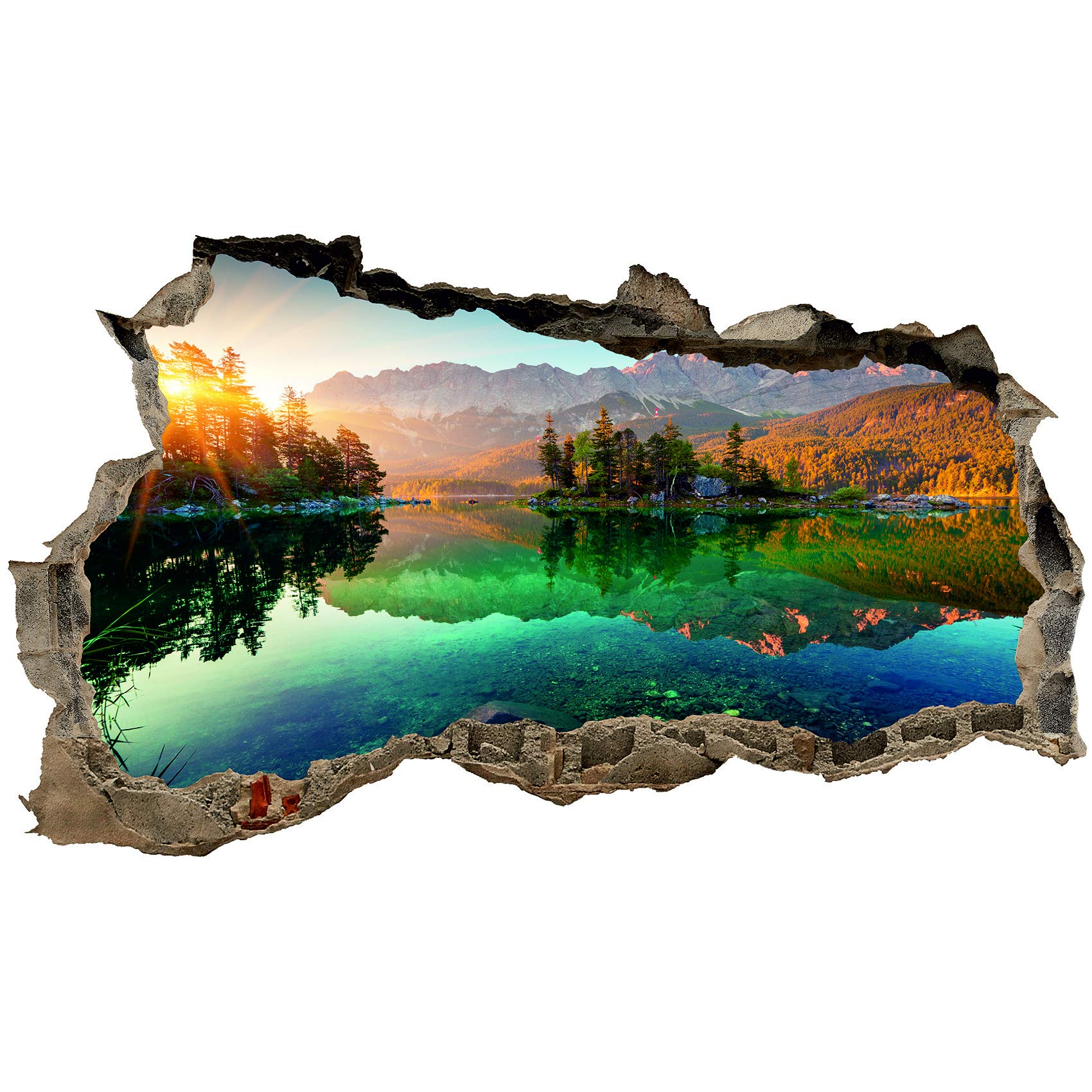 Sticker mural, 3D, pour chambre à coucher ou salon, motif de villes et paysage, h x l : 60 x 100 cm, (WL59 pointe du train)