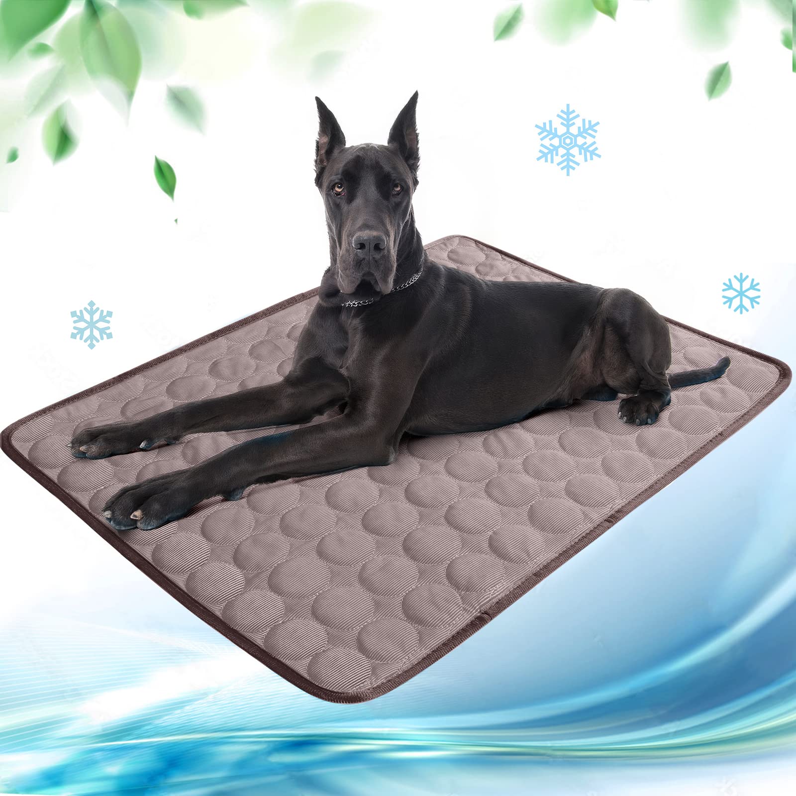 papasgix Dog Cooling Mat Self Cooling Mat Bed for Dogs, Cats Tear-Resistant Non-Slip Washable Ice Silk Cooling Pad in Hot Summer