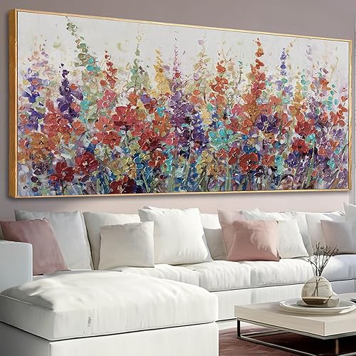 Miniatura 12 de XIANSHOU Arte de pared rosa y dorado con textura de flores para dormitorio, sala de estar, oficina, habitación de niñas, decoración de pared, 29 x