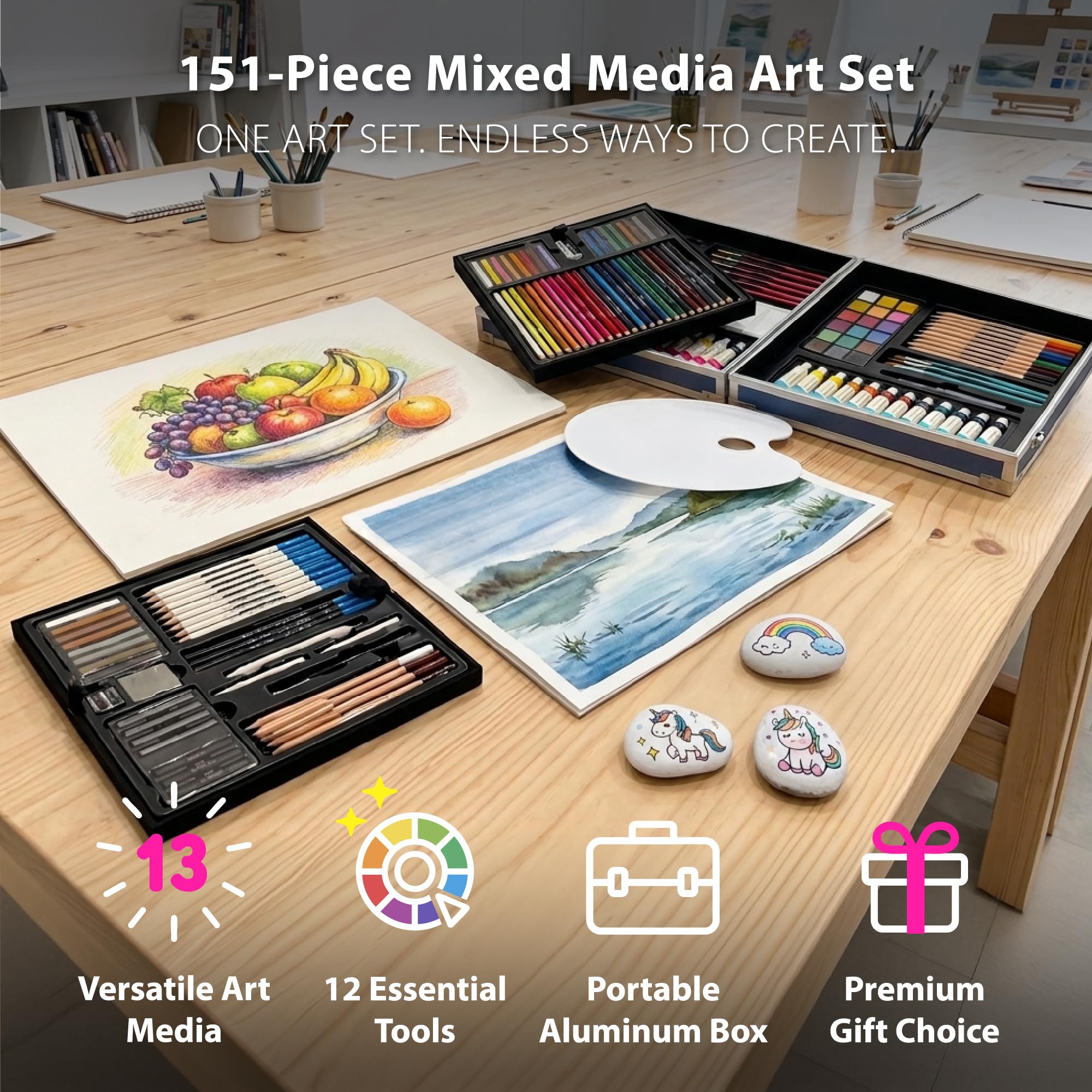 Colour Block Art Set: 151 Piece Professional Art Supplies -2 Colour Block Art Set: 151 Piece Professional Art Supplies -2