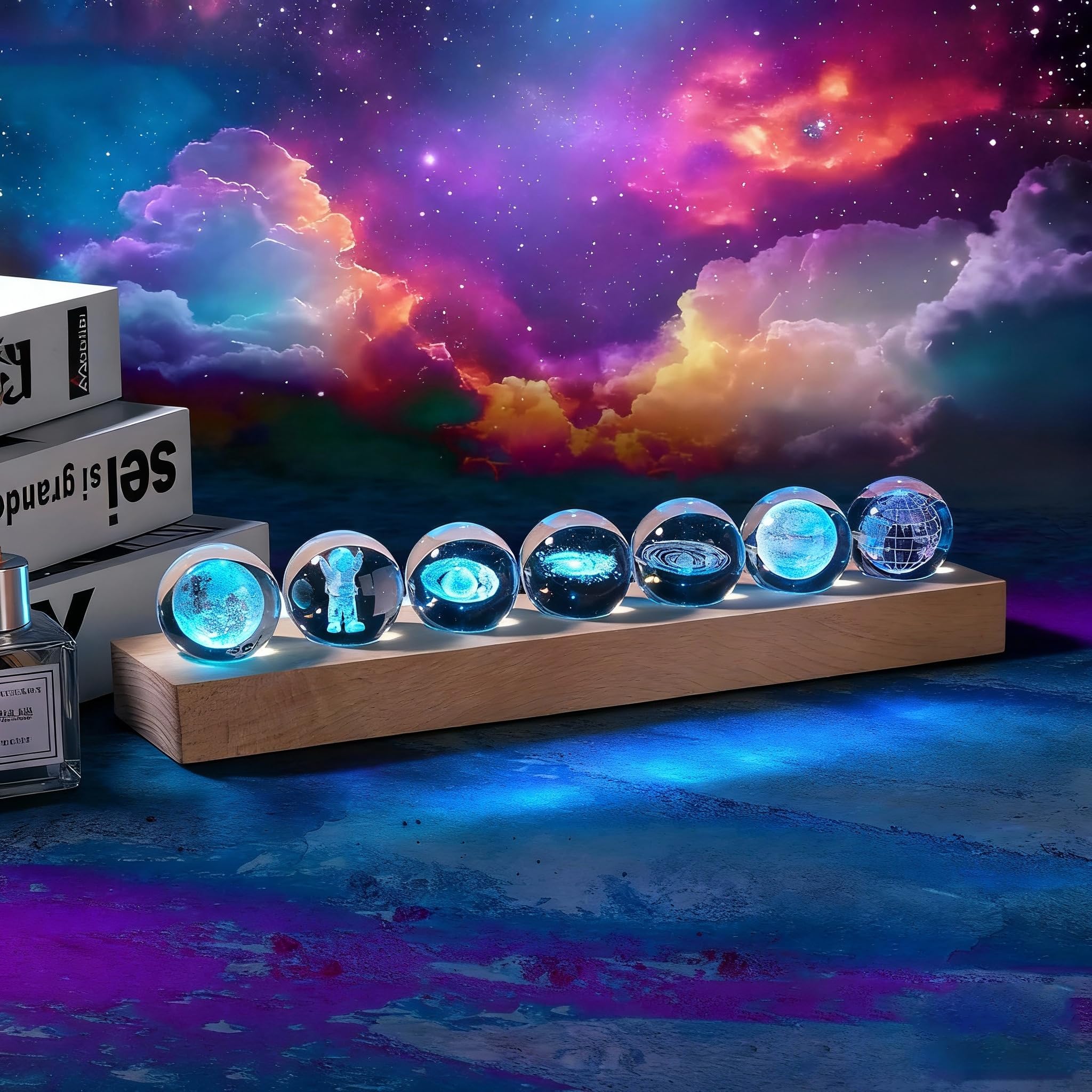 Amazon.co.jp : Aoyosic 7個 惑星クリスタルボール ナイトライト 天体