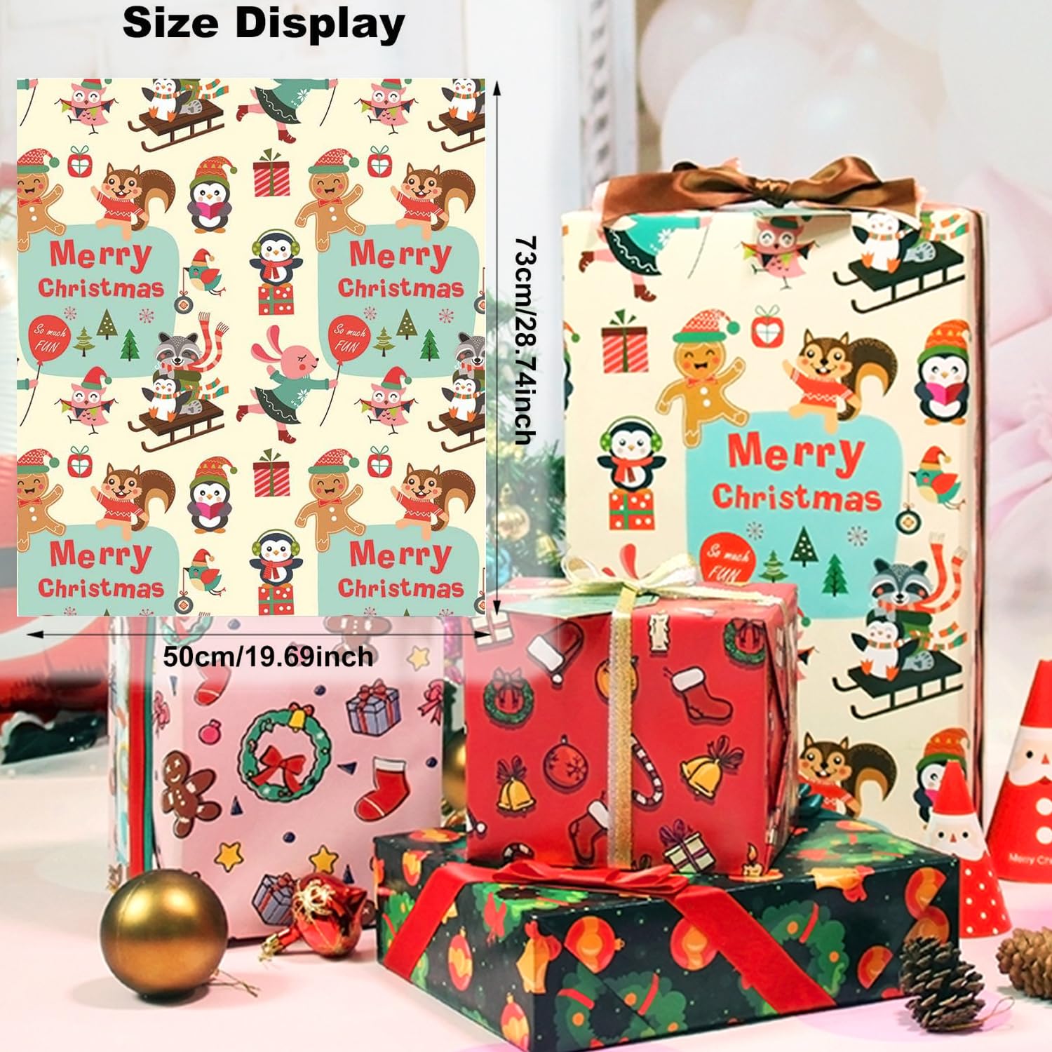 Papier Cadeau Pour Noel En Papier Couché 70X50cm,Bst4U 20