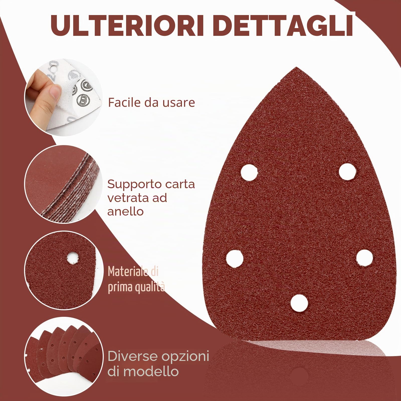 70 Pezzi Carte Abrasive Mouse Carta Vetrata, Triangolari Abrasivi con 5 Fori Grana 40/60/80/120/180/240/320 per Levigatore per Levigatura Lucidatura