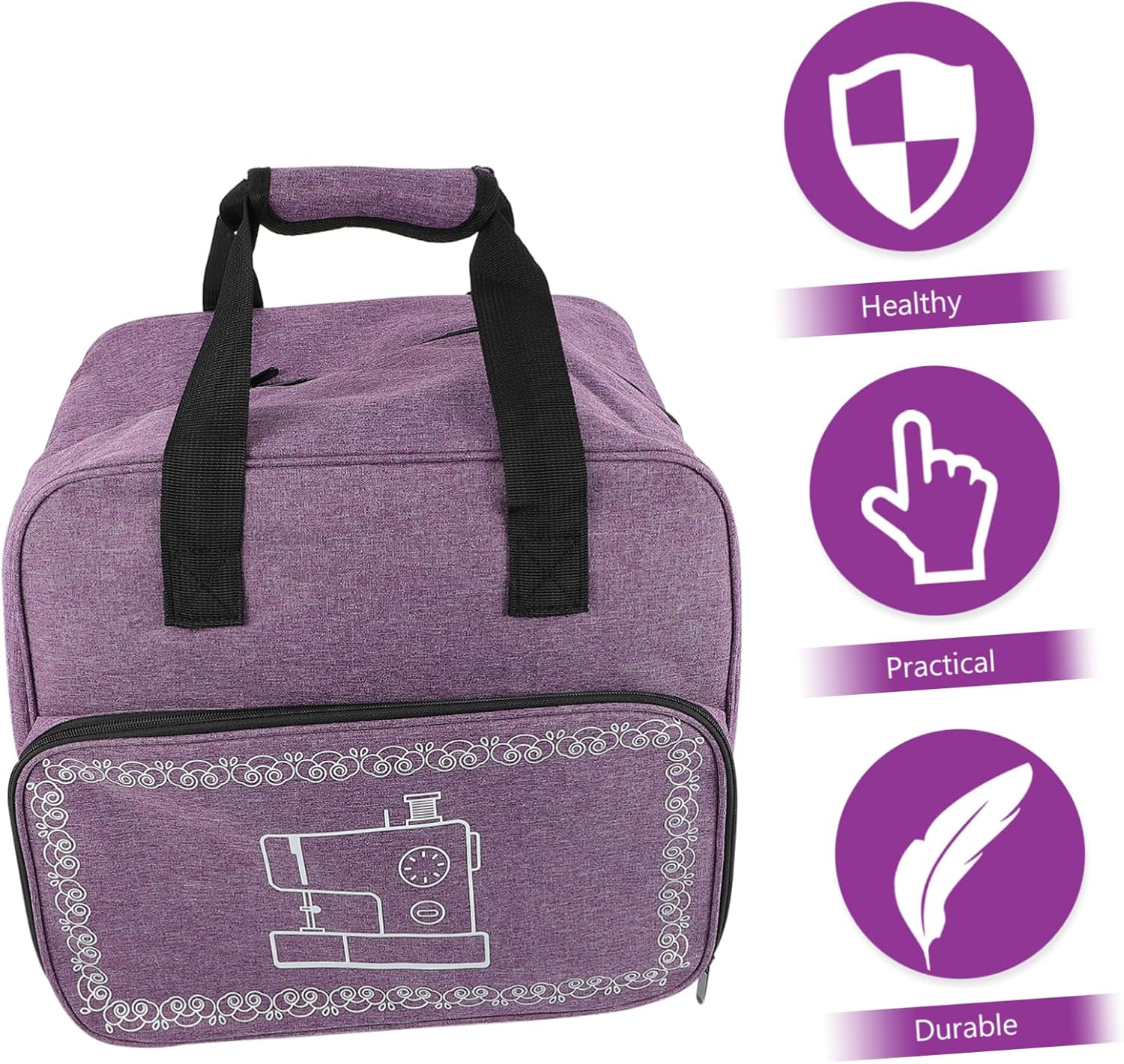 Healifty Oxford Cloth Sewing Machine Carrying Case Portable Tote Bag with Wide Opening Large Capacity Storage for Travel and Outdoor Use Violet