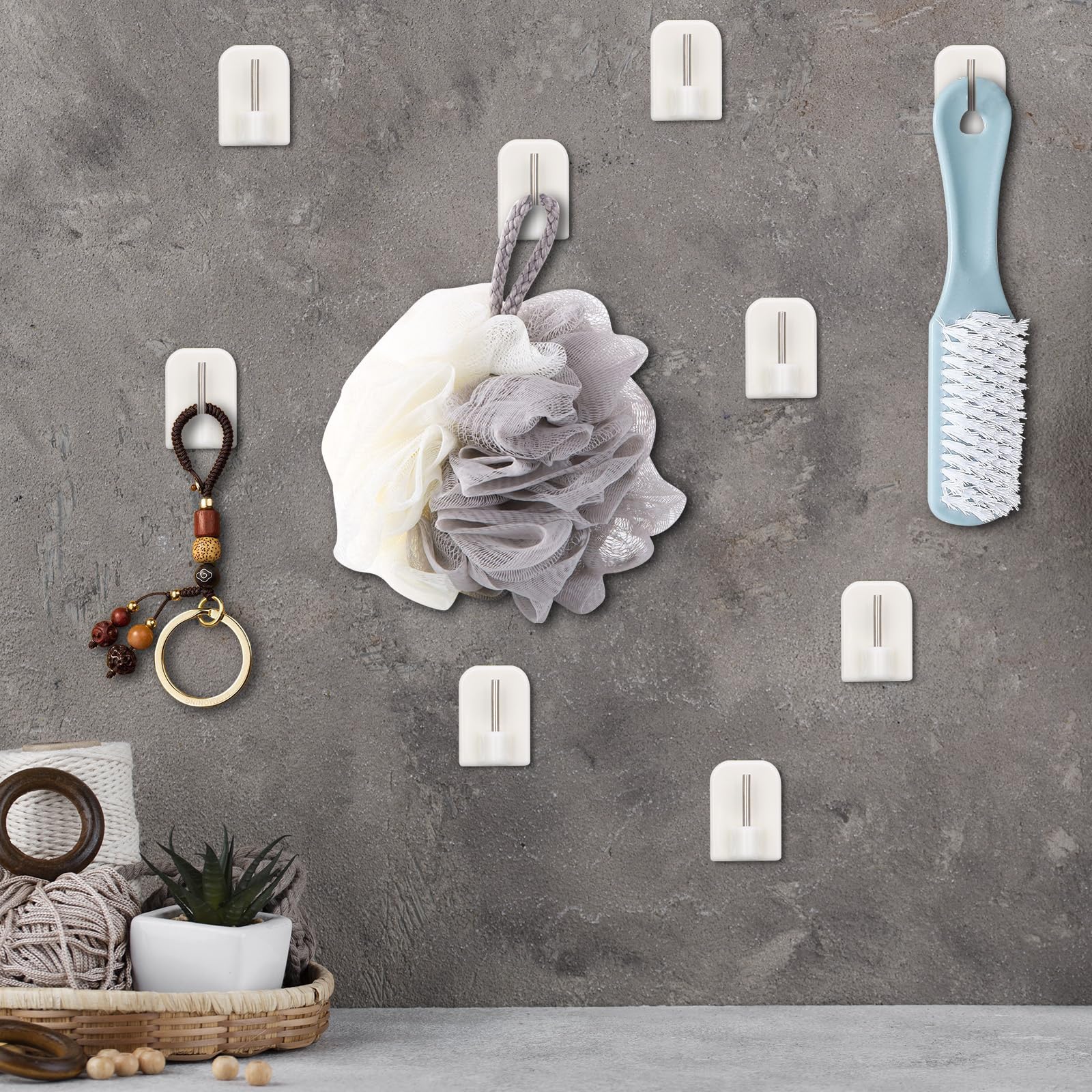 Pazzlas 20 Pcs Crochet Rideau, Accroche Rideau, Tringle Sans Percage Crochets Autocollants Pour Barres De Rideaux