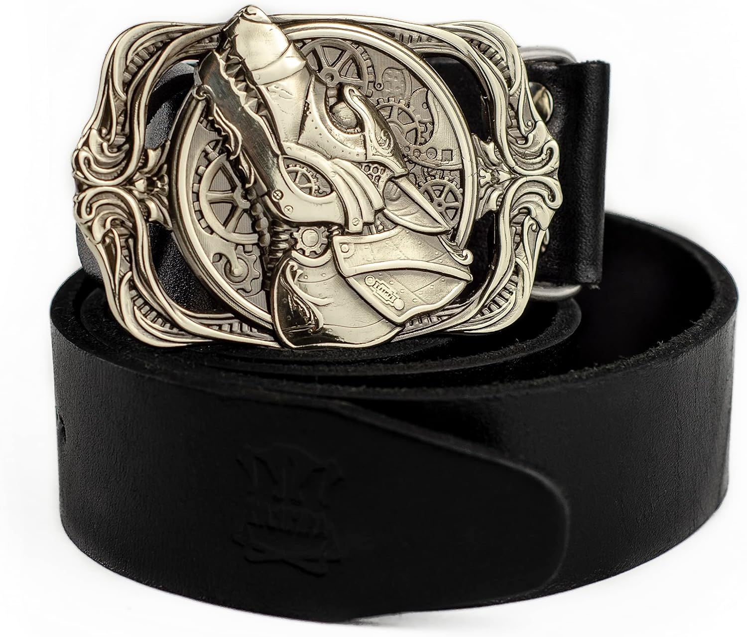 Steampunk german silver belt buckle Wolf, Solid handmade sculptural Victorian art belt buckle, American Wild West howling wolf belt buckle