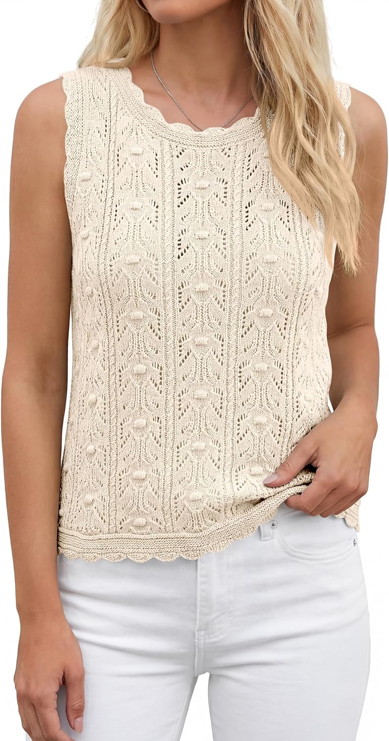 BTFBM Crochet Tops for Women Sleeveless Knit Sweater Vest Tank Top Summer Spring 2026 Cover Ups Beach Vacation Clothes - Image 3