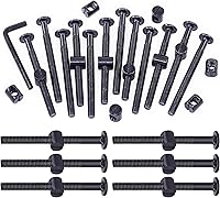 Vista 15 de Swpeet 25 tornillos de cabeza hexagonal M6 de 3.150 in, color negro, para cuna, cuna y tuercas de barril con 1 llave Allen, perfecta para muebles