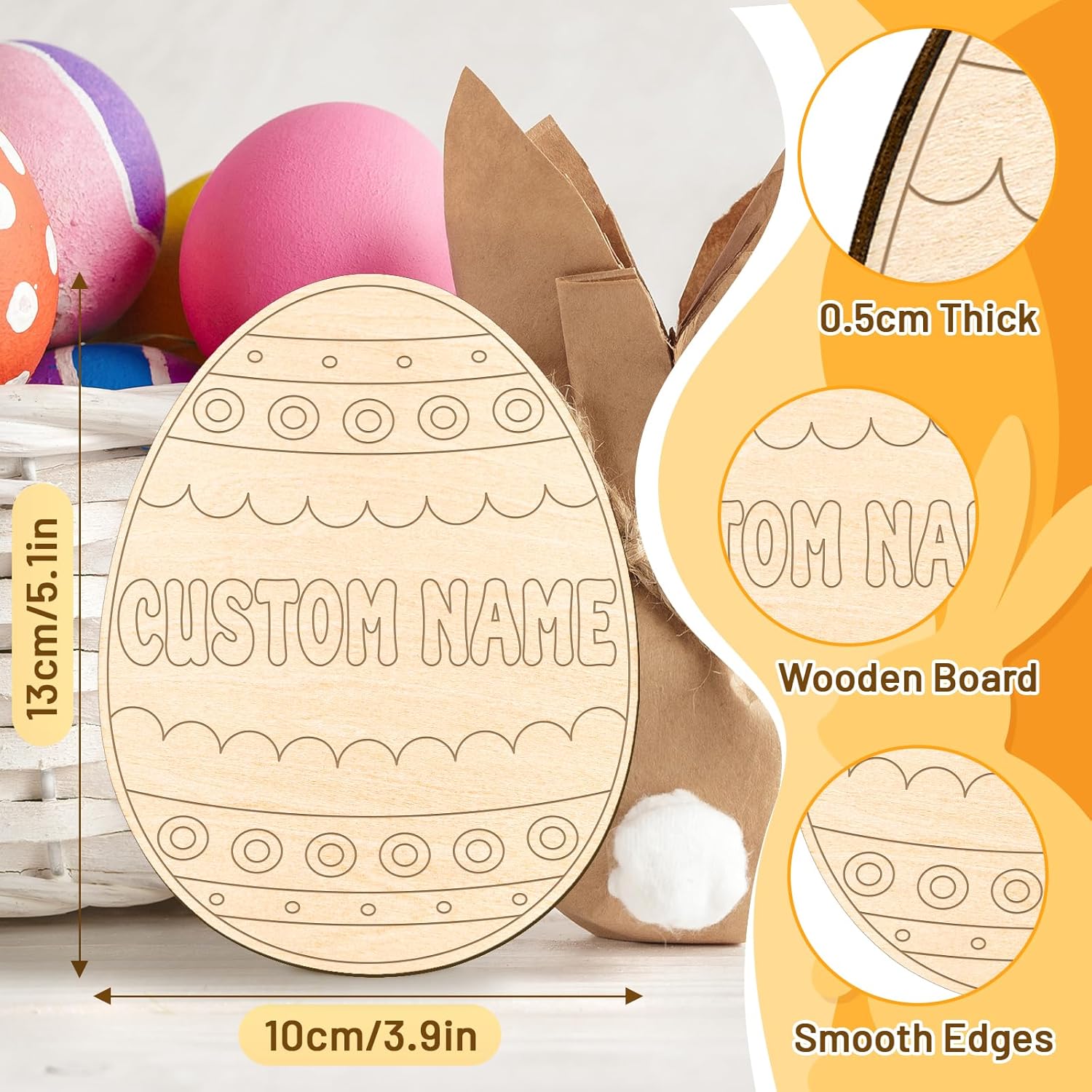 Aeekdook Personalized Easter Egg Painting Kit,Custom Wooden Eggs to Paint with Name,DIY Eggs Painting Crafts for Kids, Easter Basket Stuffers Gifts for Toddler,Personalized Holiday Gifts & Decoration