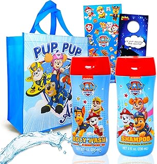 Paw Patrol Bathroom Set for Kids, Toddlers ~ 5 Pc Paw Patrol Accessories Bundle with Tote Bag, Body Wash, Shampoo, and More (Paw Patrol Bath Toys)