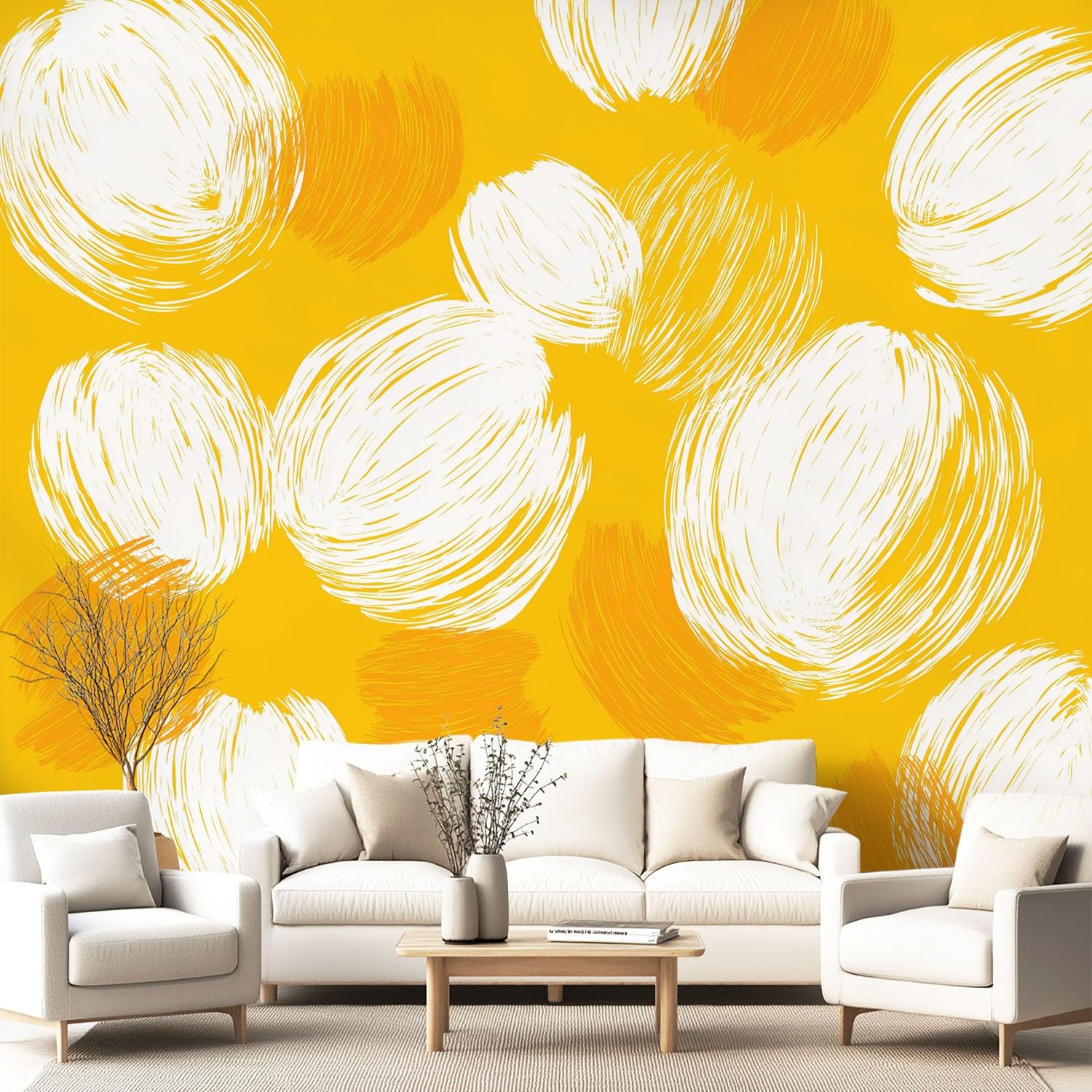 Pokój dziecięcy energetyczny, ciepły, minimalistyczny mural ścienny, rośliny, kwiatowa tapeta mural do salonu sypialni, biura dekoracja domu sypialni 274 x 254 cm