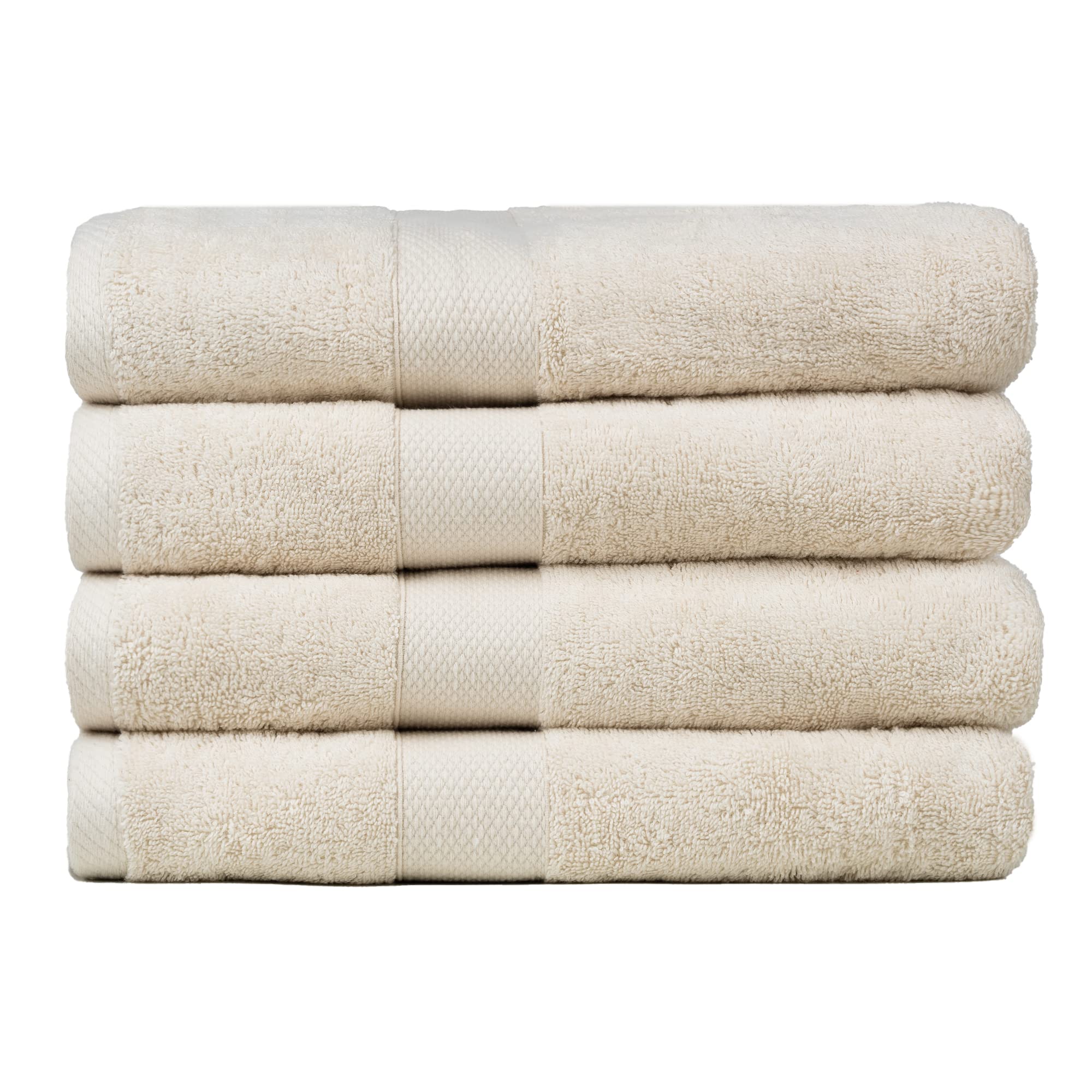 CLEANUP TOWELS Premium Set of 4 Bath Towel Set 80cm x 140cm, 600 GSM Premium Combed Terry 100% Cotton, Highly Absorbent Bathroom Towels for Home and Hotels (Sea Salt)