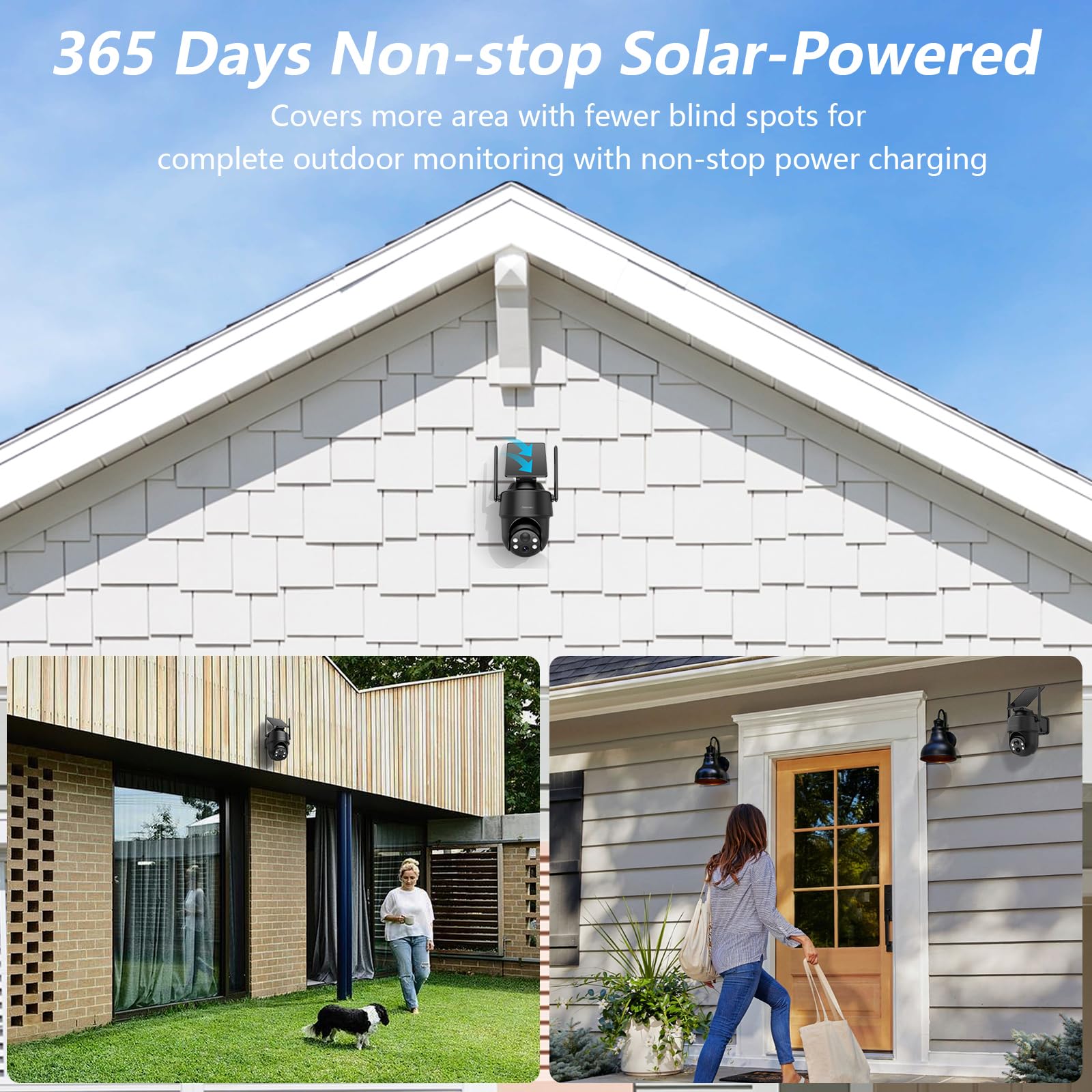 GALAYOU 2K Camera Exterieur sans Fil - Caméra de Surveillance Extérieur avec Panneau Solaire, PIR Alerte Instantanée, Détection Humaine AI, Vision Nocturne en Couleur, Audio Bidirectionnel, R1 (Noire)