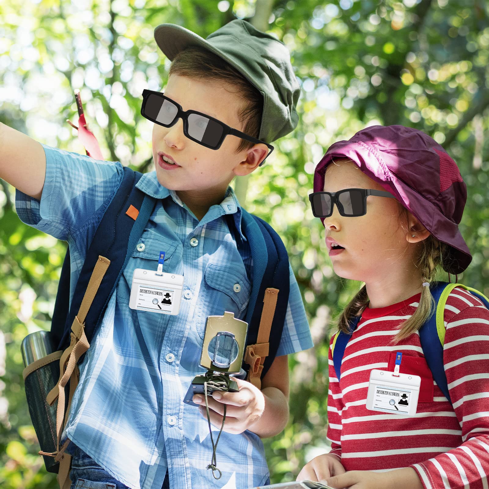 Lot De 20 Accessoires Détective – 10 Lunettes Vue Arrière Espion + 10 Cartes Identité Avec Étui & Clip – Kit Parfait Pour Enfants Et Fêtes
