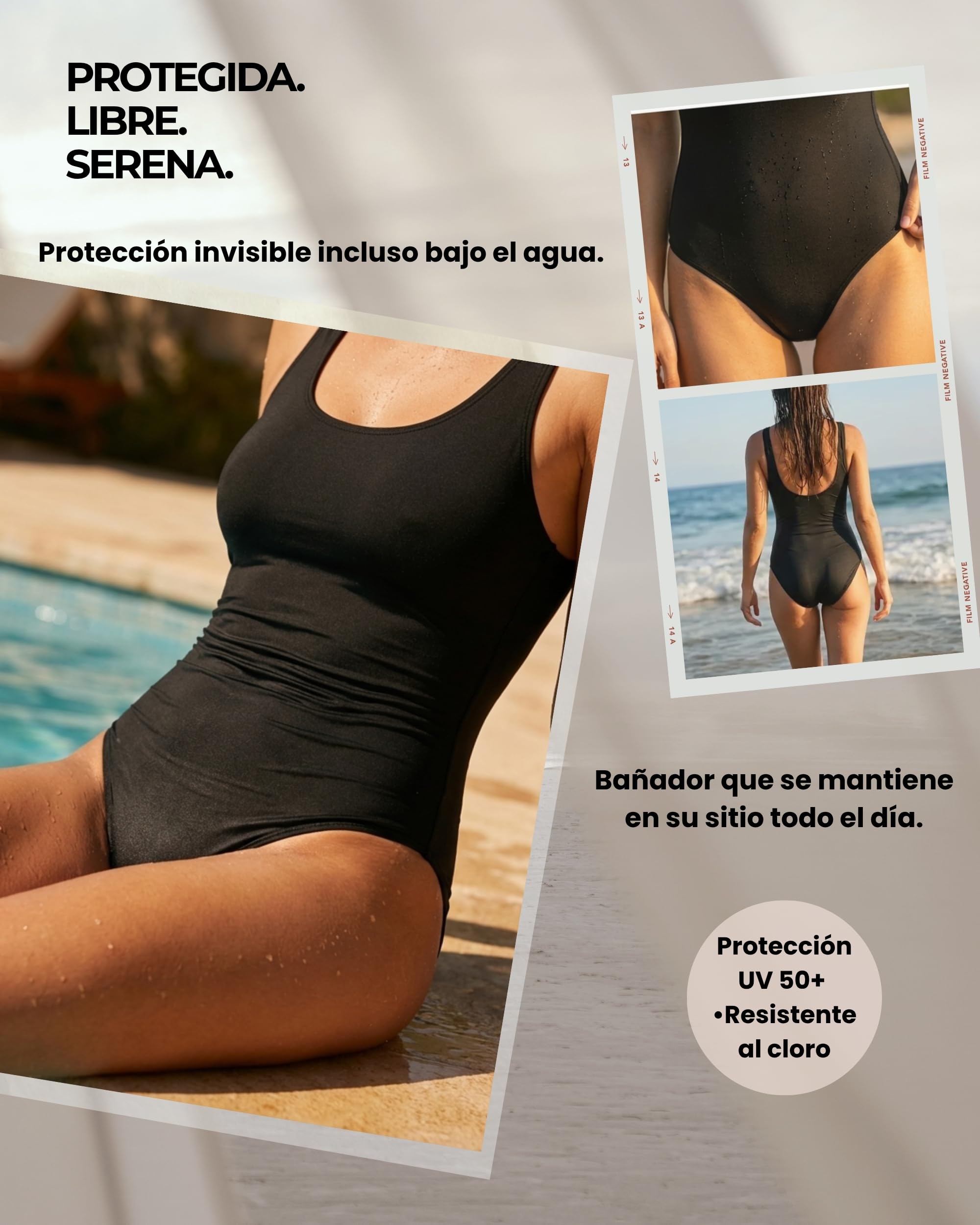 Bañador Menstrual 1 Pieza Niñas & Mujer | Tecnología AquaSecure | Flujo Ligero a Medio | Adolescentes 10-16 Años y Mujer | Anti-UV, Secado Rápido | Piscina, Playa y Natación | Ecológico y Oeko-Tex