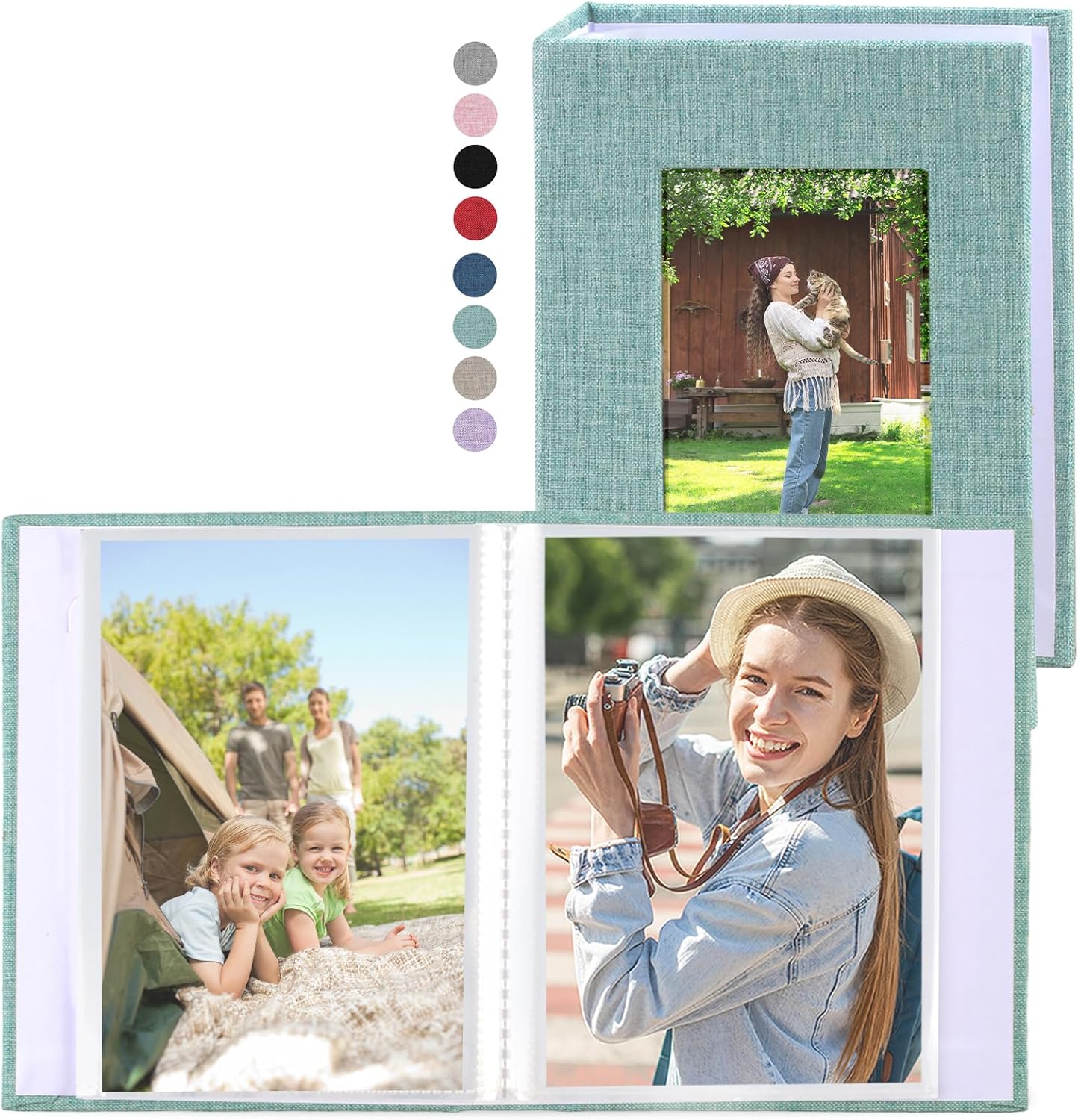 vivinin 2 Pack Photo Album 5x7, Linen Cover Photo Book, Small Photo Album Book for 36 Pockets Hold 72 Pictures, Picture Book for Photos Family Anniversaries Baby Vacations (Green) 5x7 Green