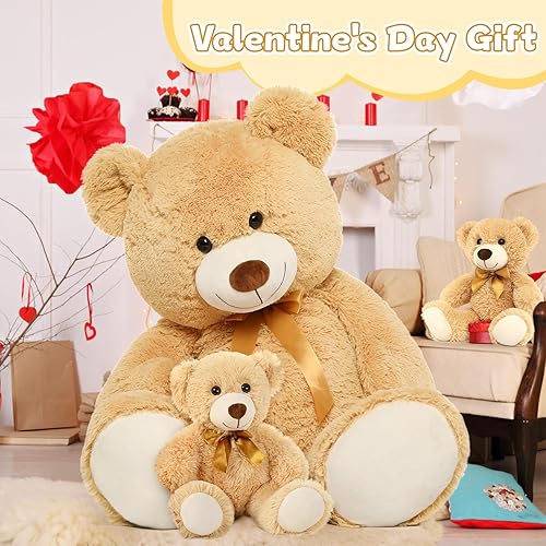 Miniatura 5 de MorisMos Ositos de peluche gigantes con bebés, mamá grande de 39 pulgadas y 2 osos de bebé para baby shower, oso grande de peluche para Navidad, día
