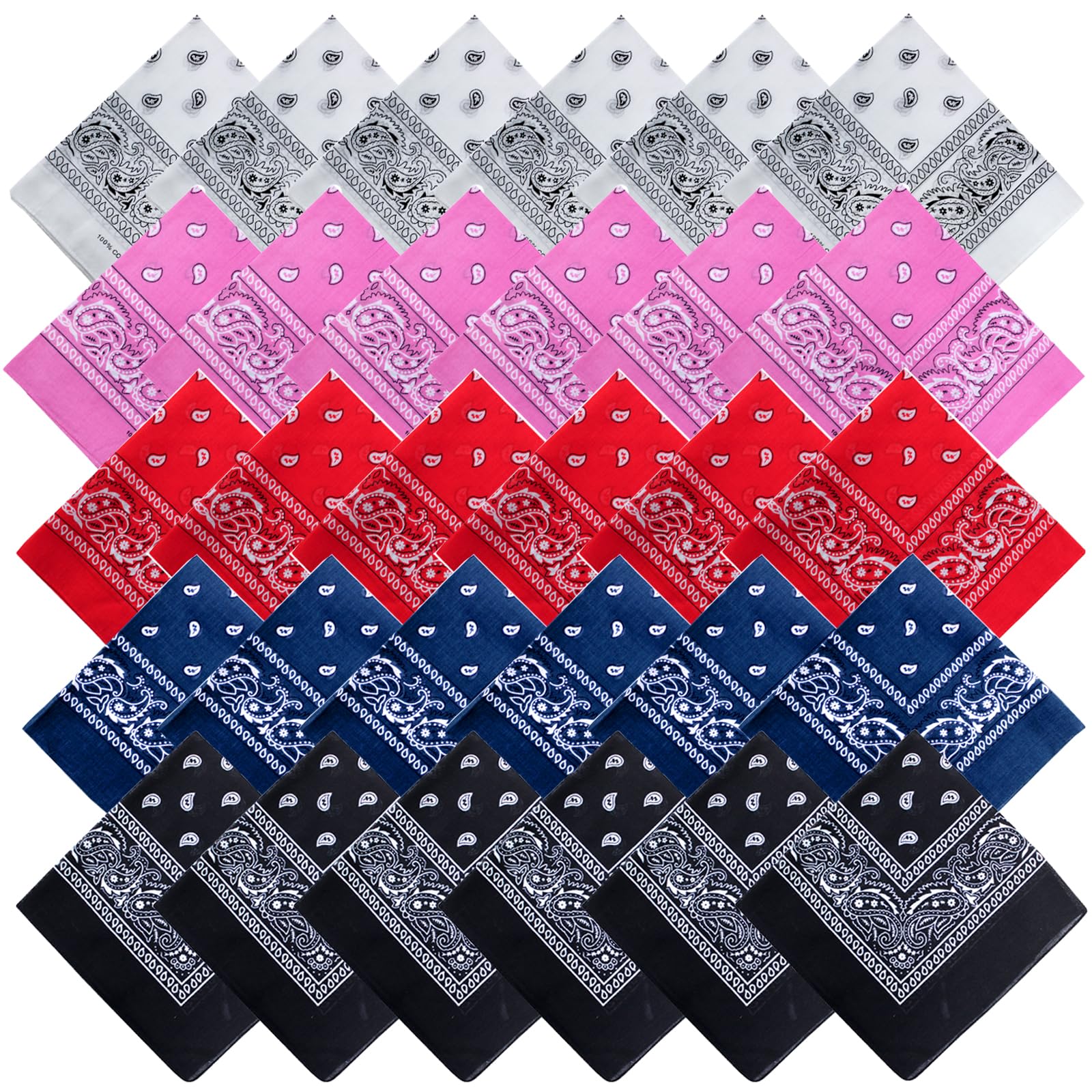 Tergy30PCS Bandanas Unisex Paisley Bandanas Bulk Multi-Purpose Headband Cowboy Head Wrap Scarf for Women Men Boys Girls