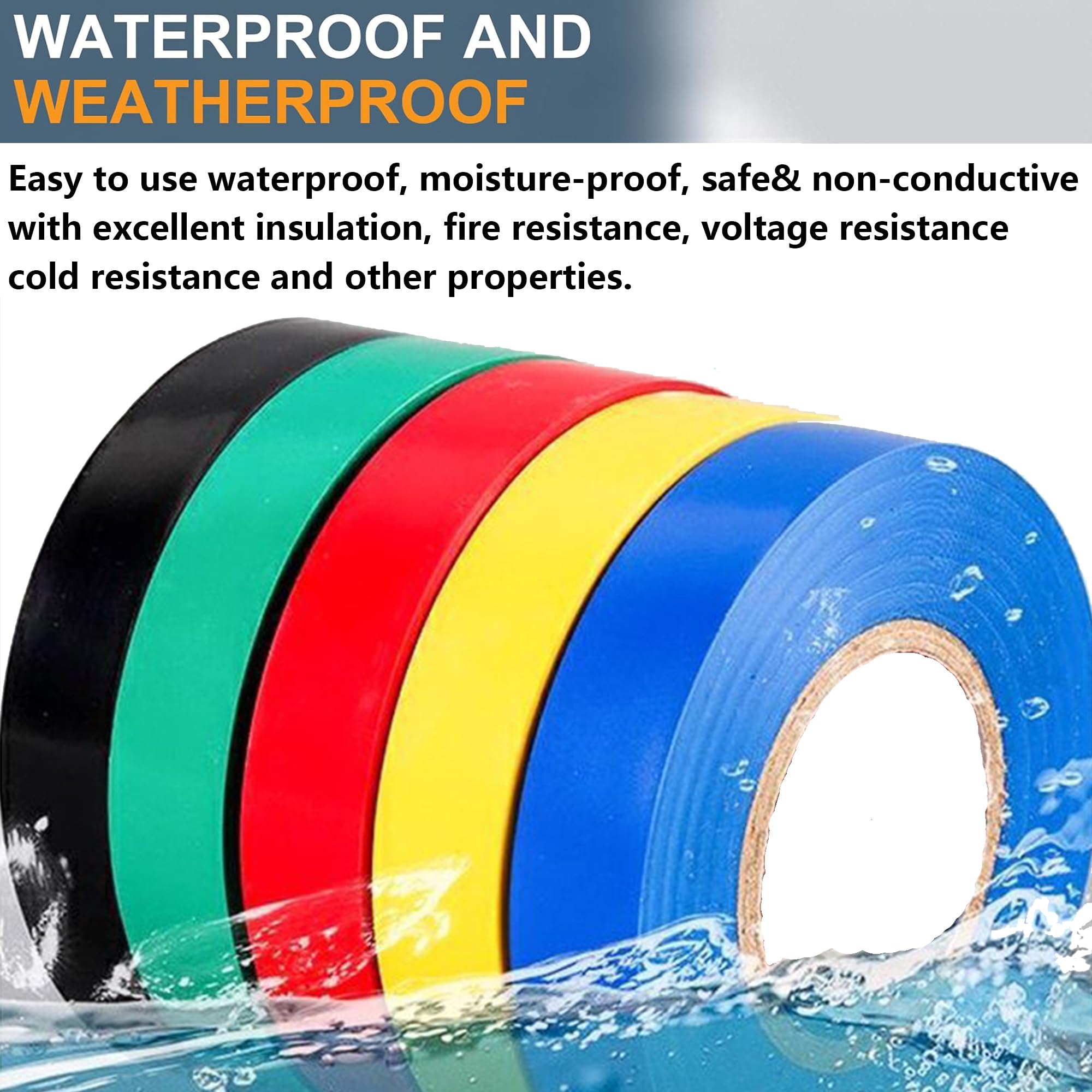 Nastro Isolante Elettrico Arancione - 6 Rotoli Da 18mm X 10m - Impermeabile E Adesivo Forte Per Riparazioni - Foto 8