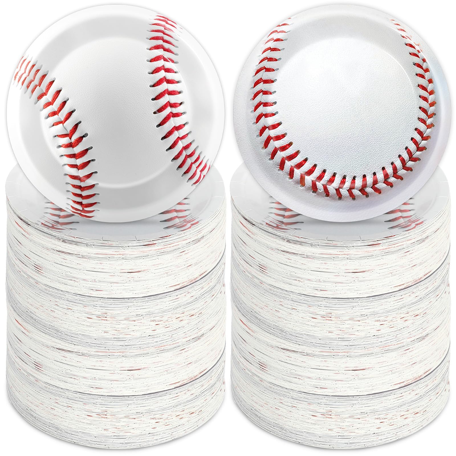 OBUSATT 200Pcs Baseball Party Decorations Baseball Plates 7inch Disposable Birthday Dinner Paper Plates Food Trays Party Tableware Set for Sport Gamed