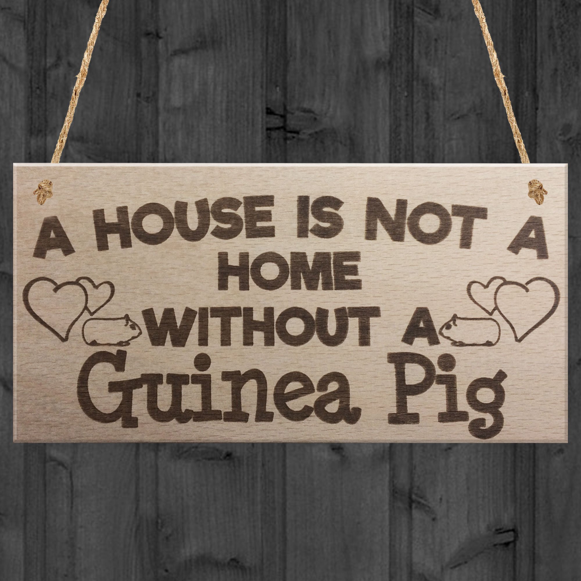 Red Ocean House Is Not A Home Without A Guinea Pig Wooden Hanging Plaque Pet Hutch Sign