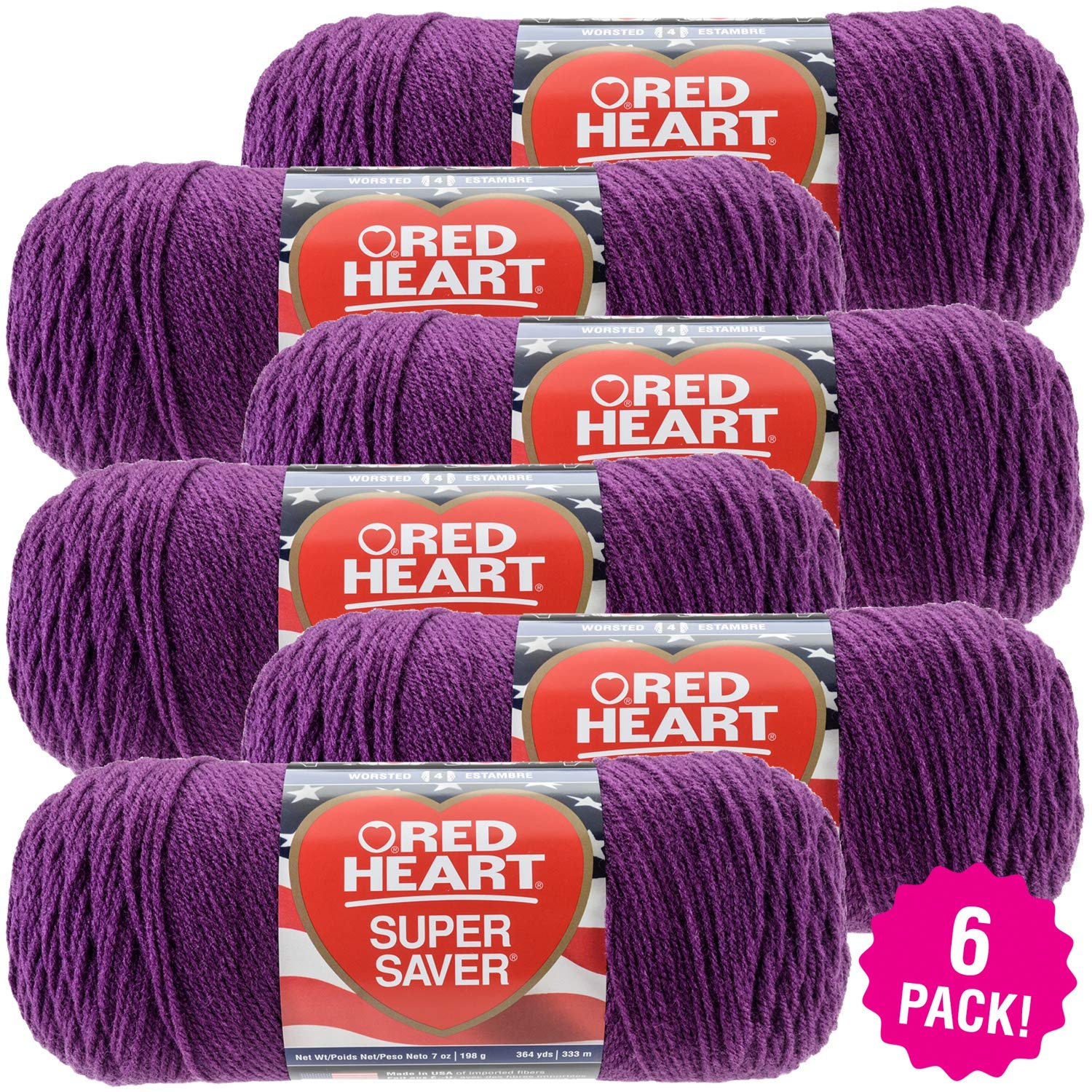 Amazon.com: Red Heart Dark Orchid Super Saver Yarn 6/Pk 6 Pack