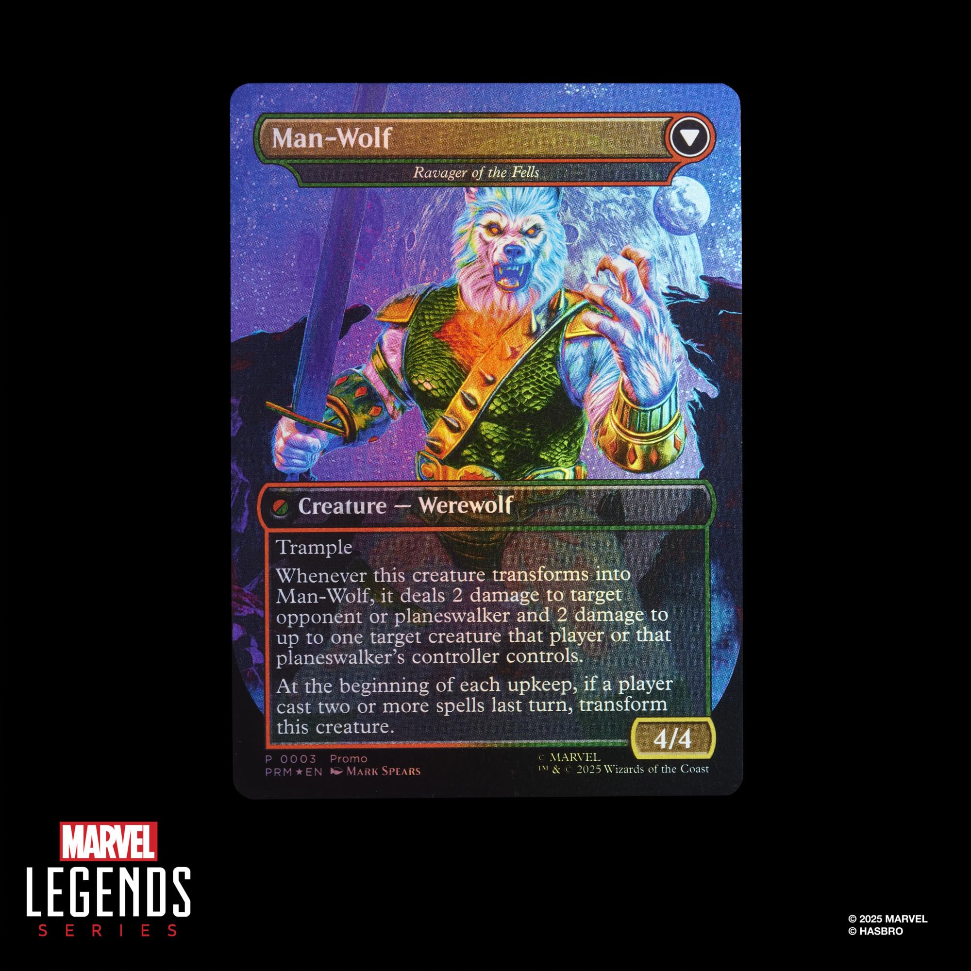 Marvel Legends Series, Magic: The Gathering, Man-Wolf, Figura de acción Spider-Man con Carta Exclusiva Metalizada de colección