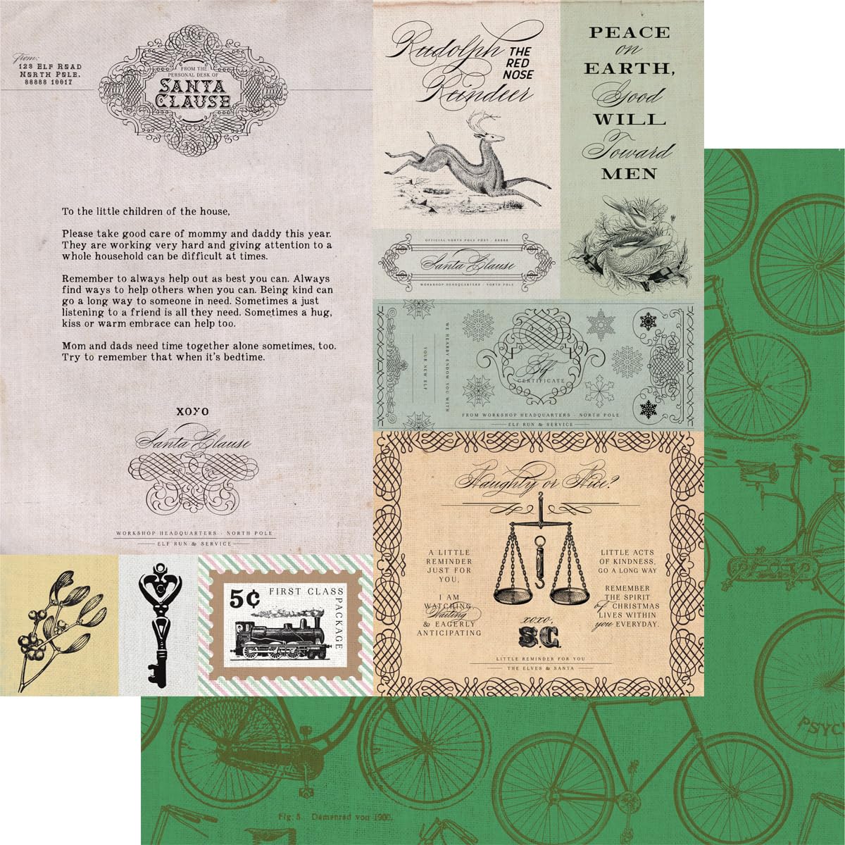 Zestaw do kolekcjonowania bieguna północnego, dwustronne papiery kartonowe 12 x 12, 67 sztuk z arkuszem naklejek, świąteczny scrapbooking