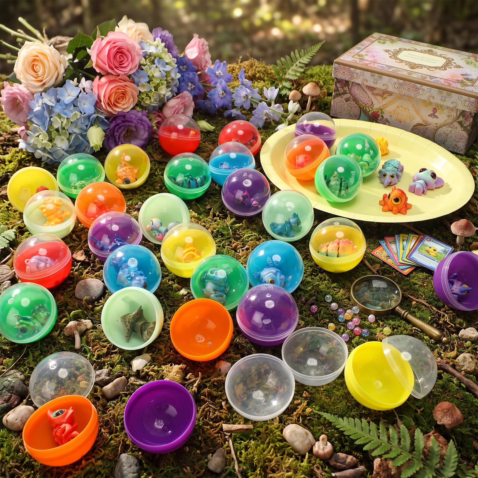 Set di 50 mini animali stampati in 3D con 50 capsule, mini figure di animali, per alleviare l'ansia, per distributori automatici di gomme da masticare, premi in classe, regali di Carnevale