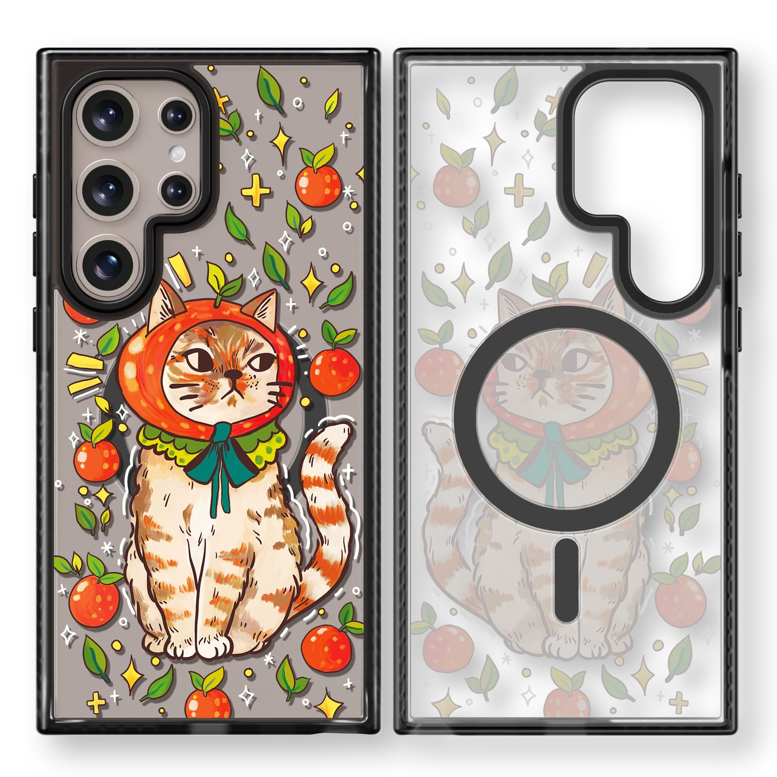 Rosarnnah for Samsung Galaxy S24 Ultra Case Aesthetic Black, Kitty Cat | Compatible with Magsafe 6.8" Phone Case, Cute Funny Pattern Design for Girls Women, Durable Shockproof 6.6ft Drop Protection Kitty Cat(M24U) Magnetic Case Samsung Galaxy S24 Ultra