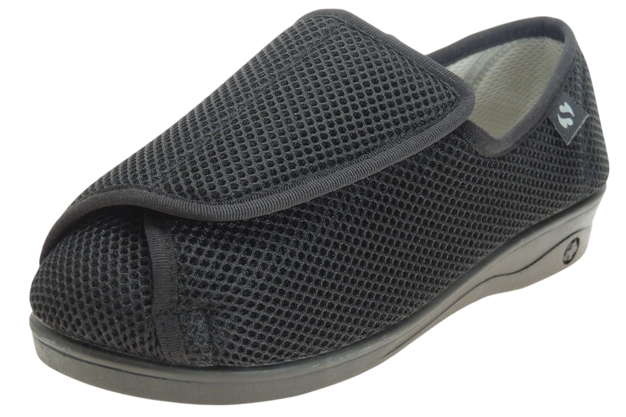Calzados Romero Zapatilla para Pies Delicados en Ancho Especial para Mujer Tratamiento Antibacteriano Sanitized Negro Talla 38